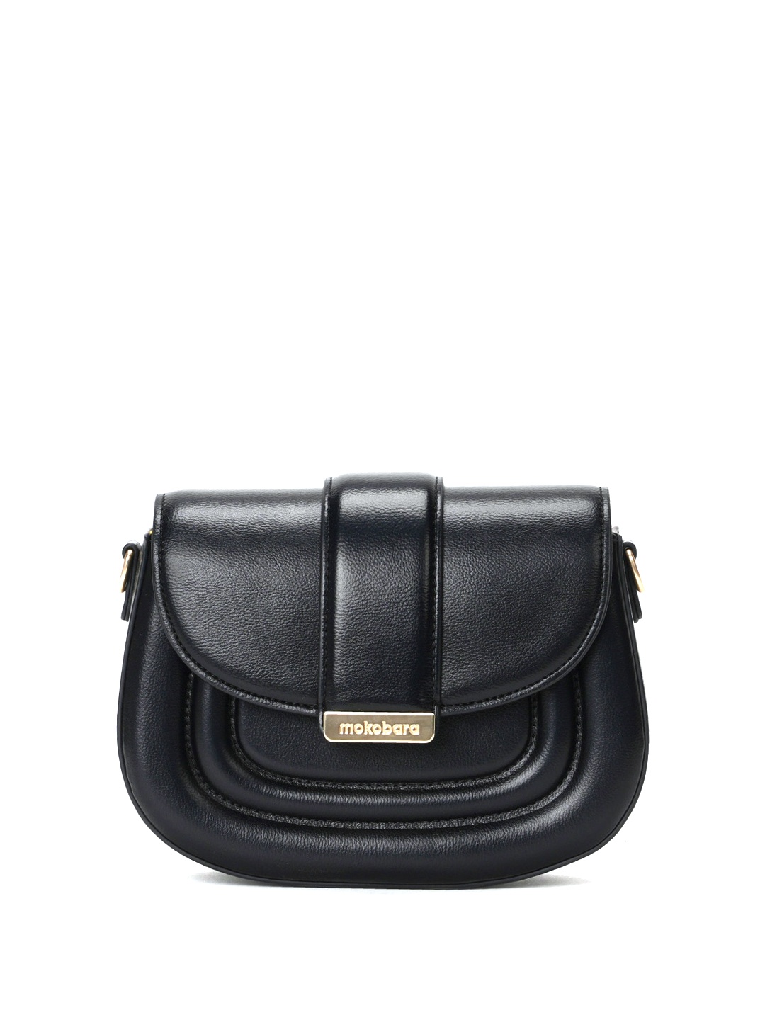 

MOKOBARA Textured Leather Structured Sling Bag, Black