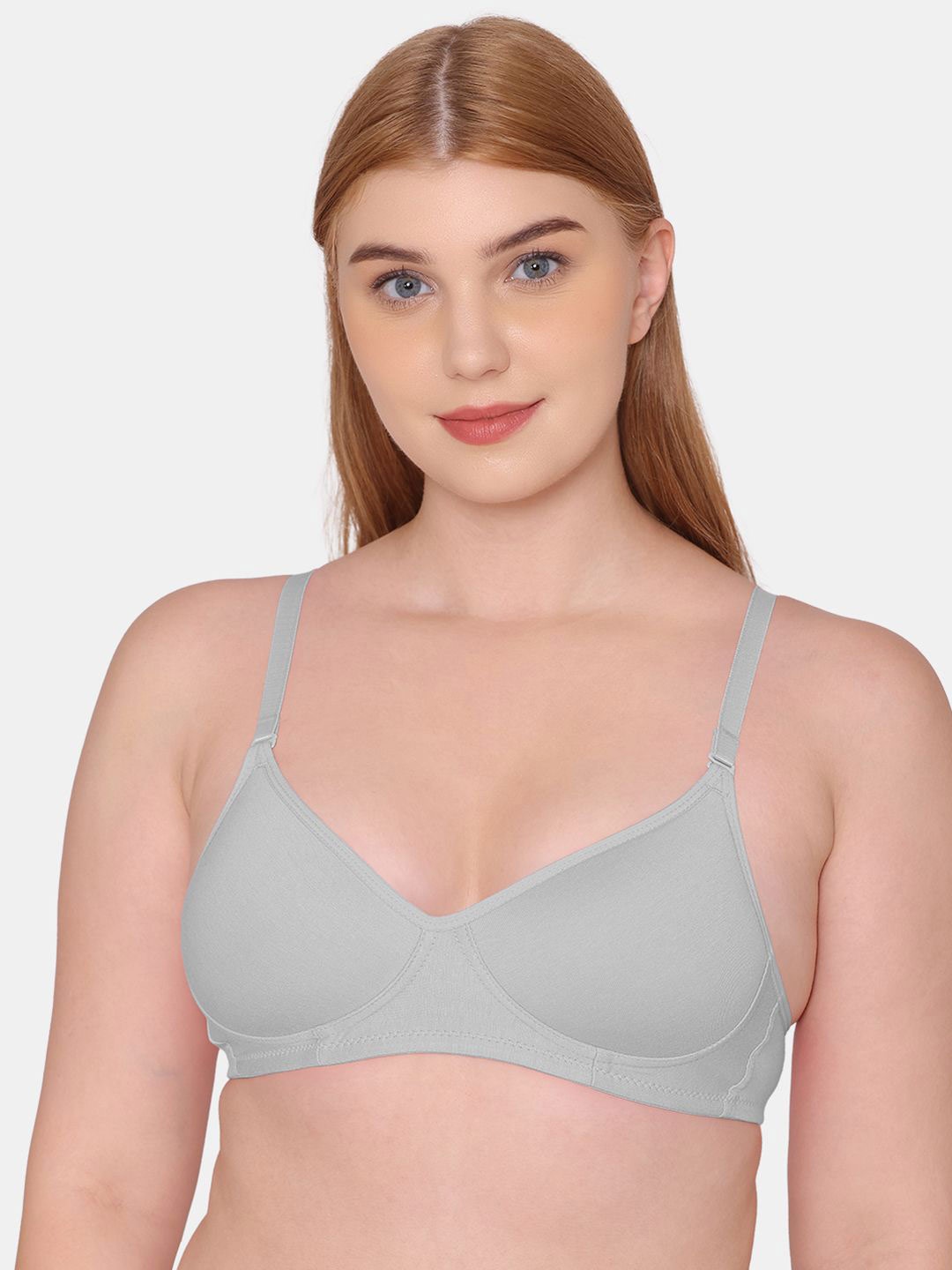 

KOMLI Full Coverage Lightly Padded Cotton T-shirt Bra- All Day Comfort, Grey