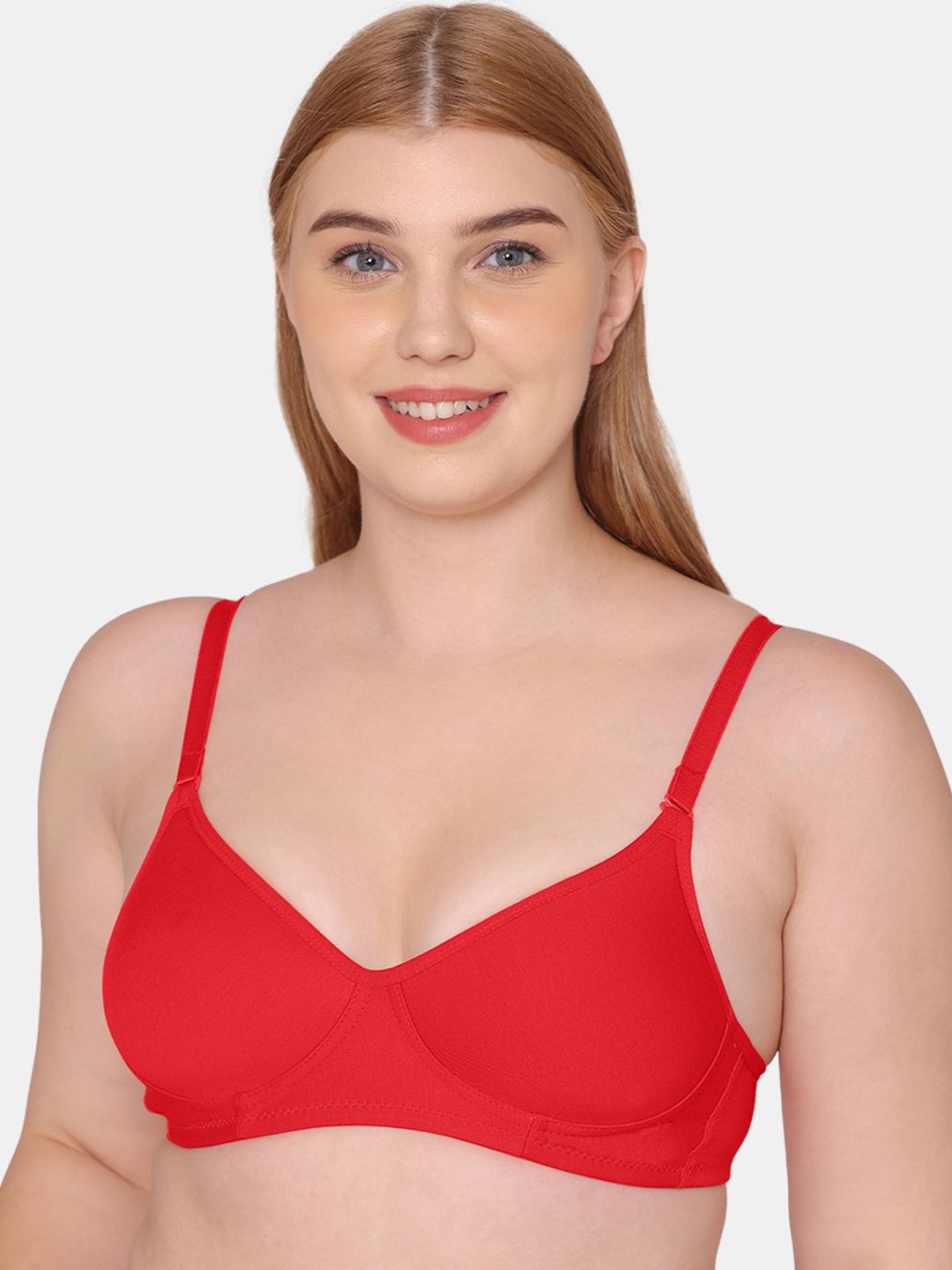 

KOMLI Full Coverage Lightly Padded Cotton T-shirt Bra With All Day Comfort, Red