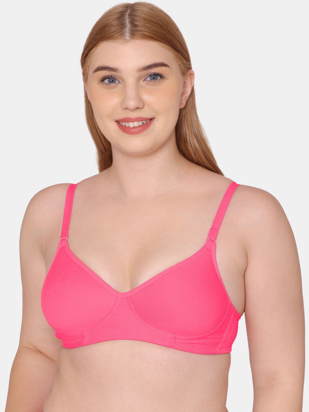

KOMLI Full Coverage Lightly Padded Cotton T-shirt Bra- All Day Comfort, Pink