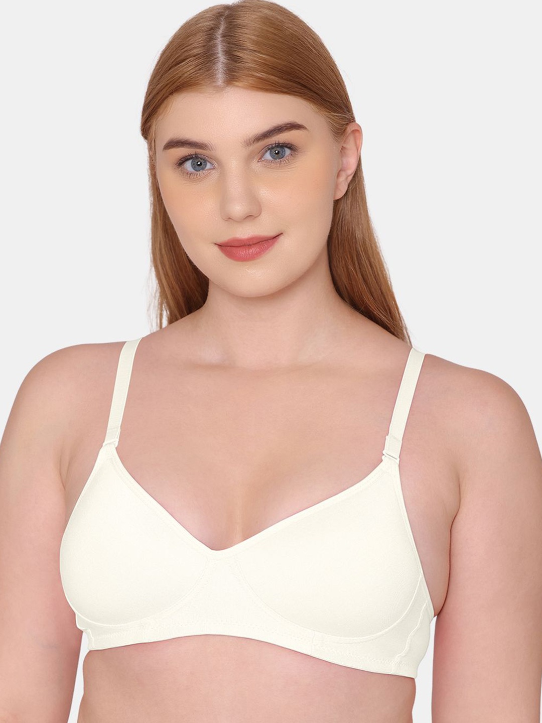 

KOMLI Full Coverage Lightly Padded Cotton T-shirt Bra With All Day Comfort, Off white