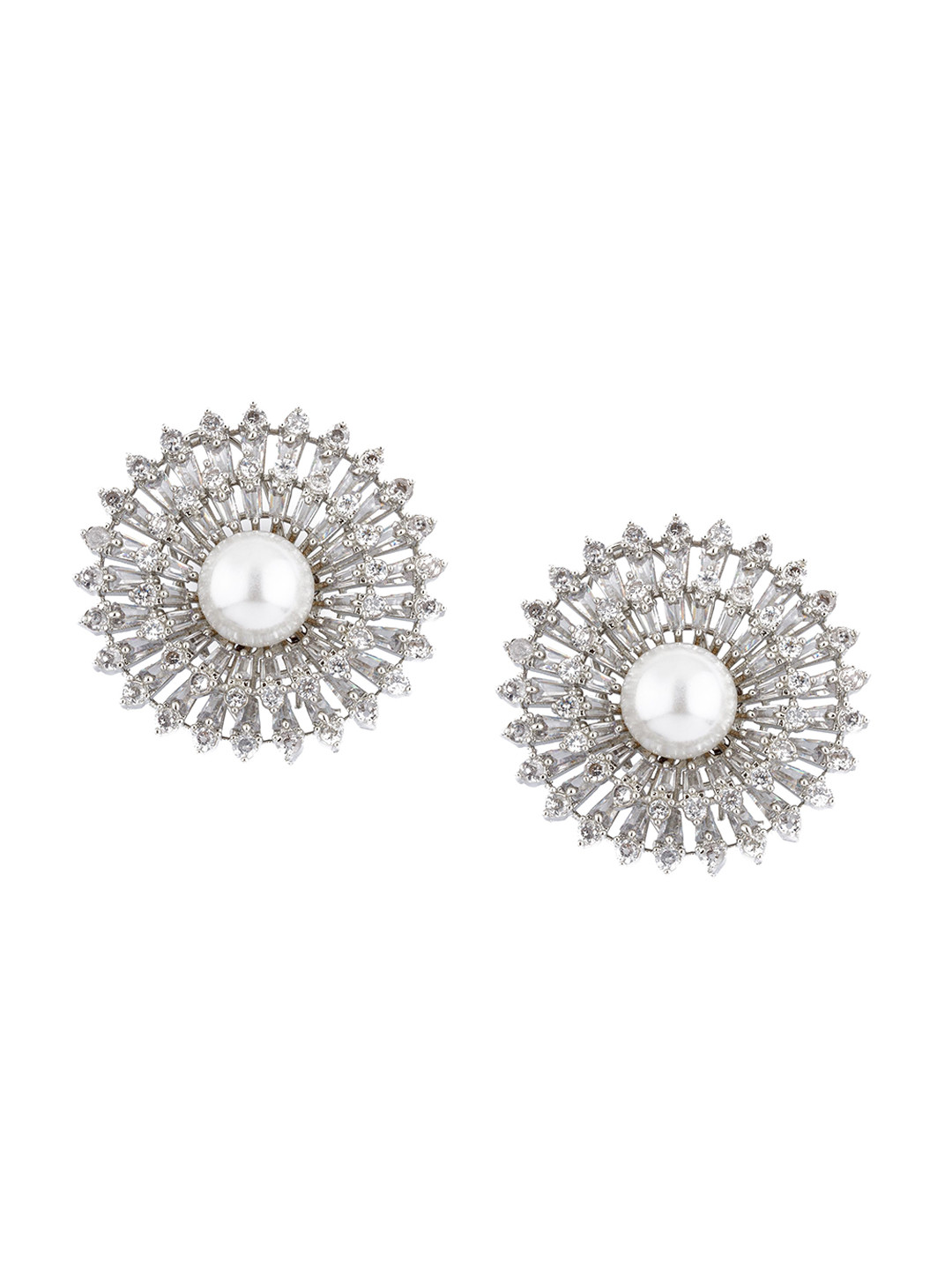 

Vivinia by Vidhi Rhodium Plated Studs, Silver
