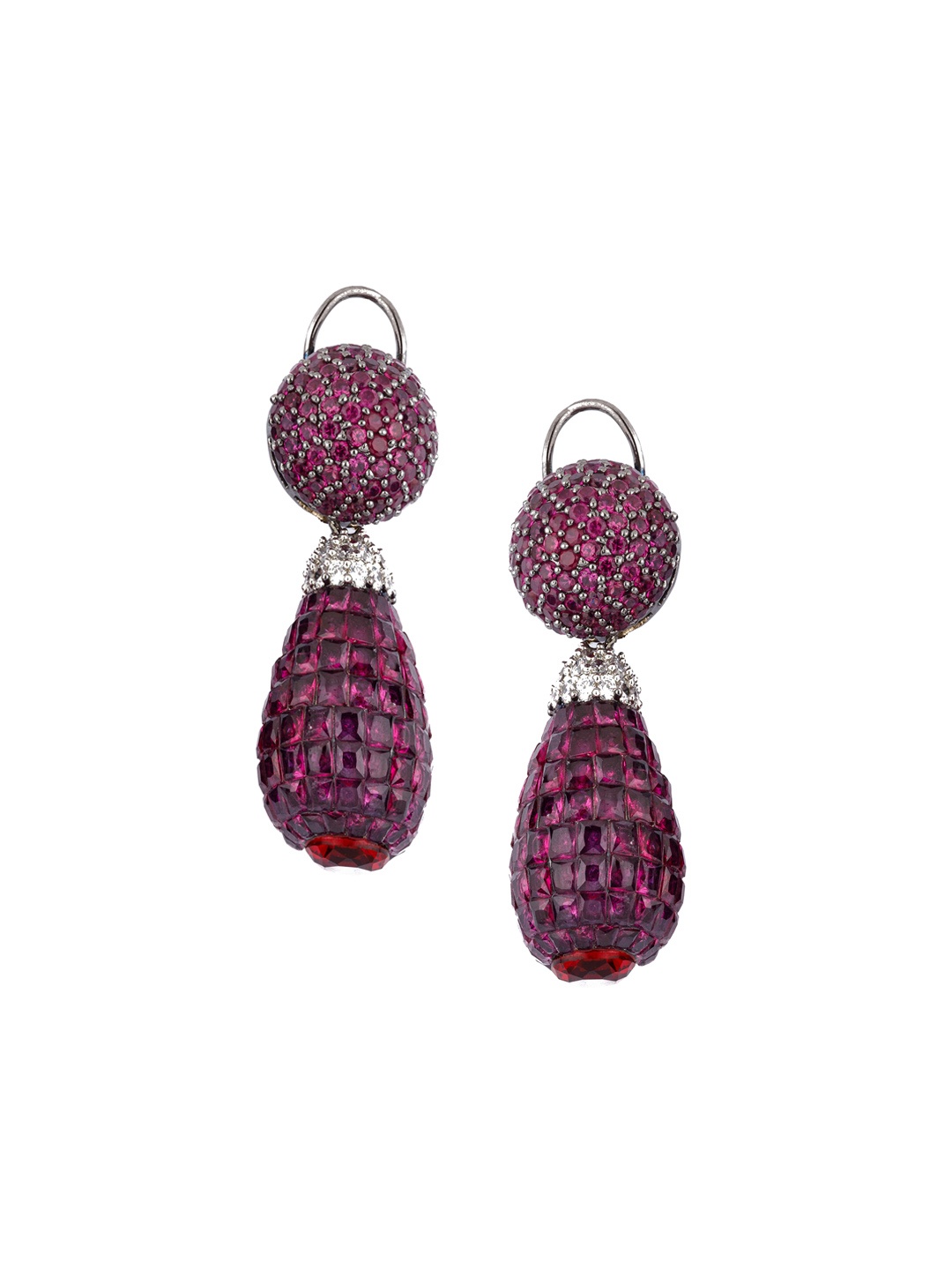 

Vivinia by Vidhi Rhodium-Plated Contemporary Drop Earrings, Red