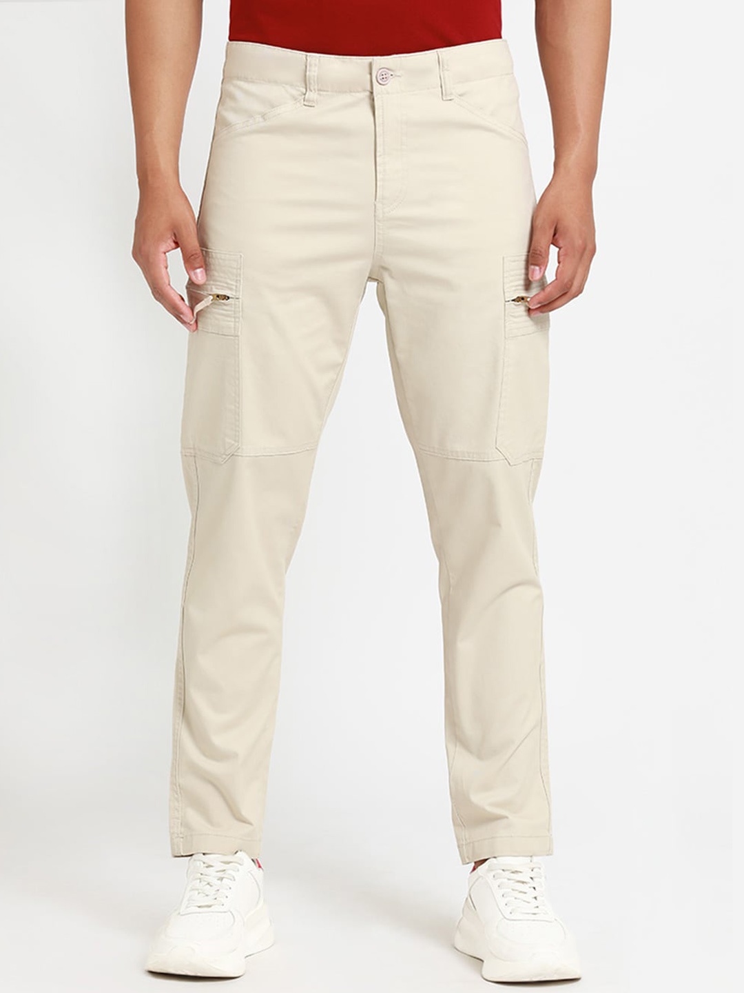 

Banana Club Men Relaxed Slim Fit Cotton Cargo Trouser, Cream