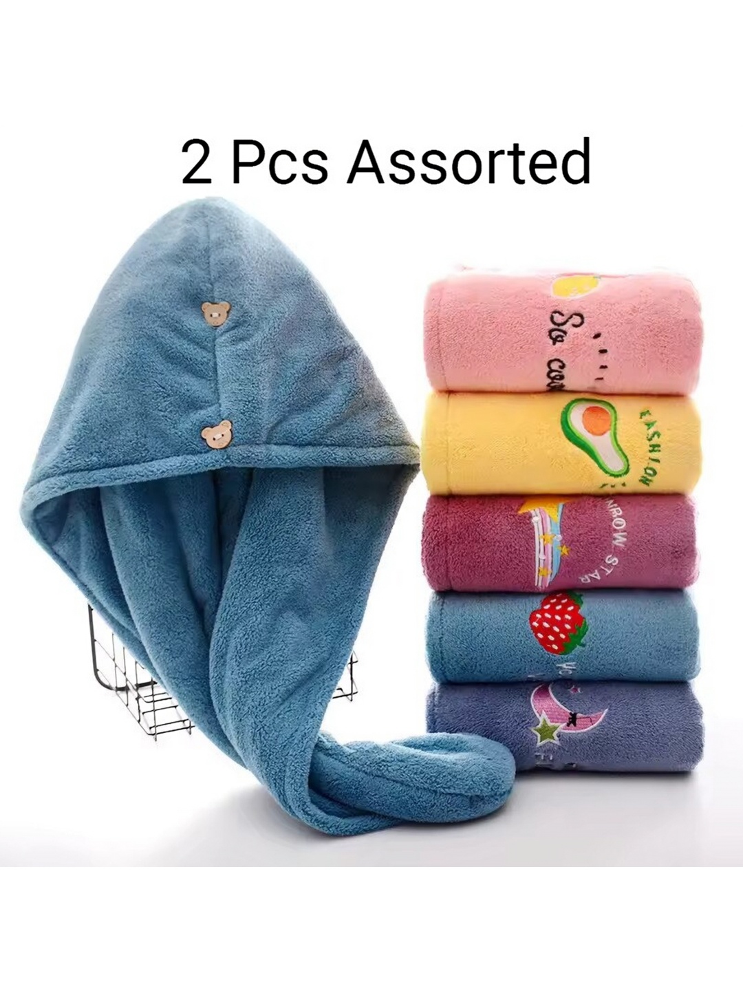 

Adbeni Assorted 2Pcs Cotton 300 GSM Bath Towels