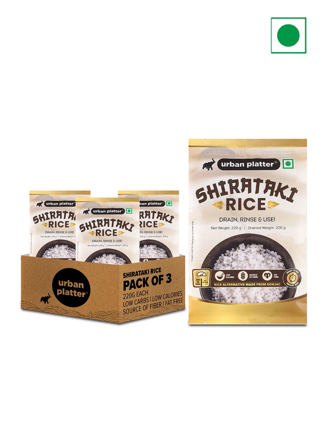 

URBAN PLATTER 220 g Set Of 3 Shirataki Short-grain Rice, White