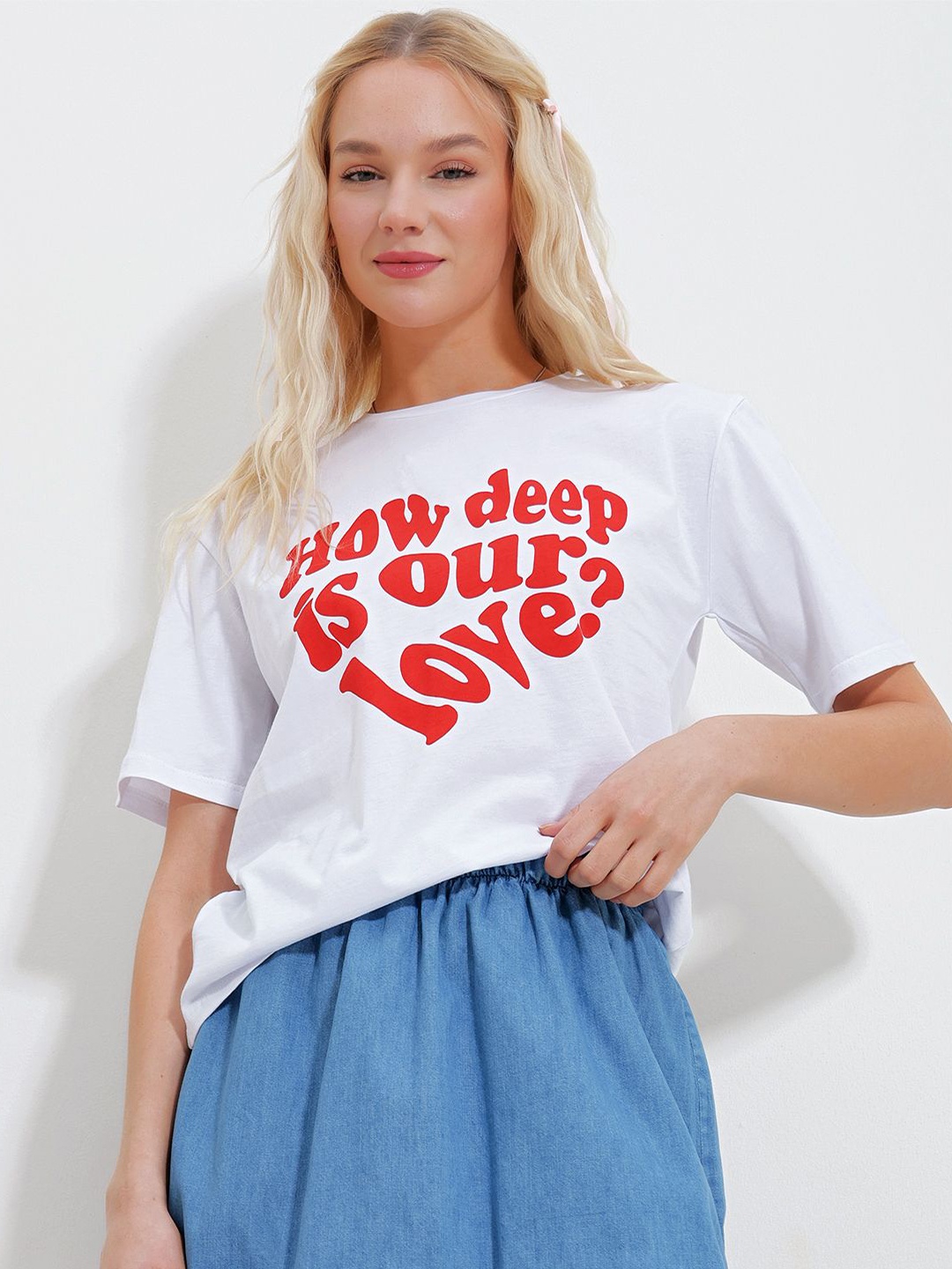 

Trend Alacati stili Women Typography Printed T-shirt, Na