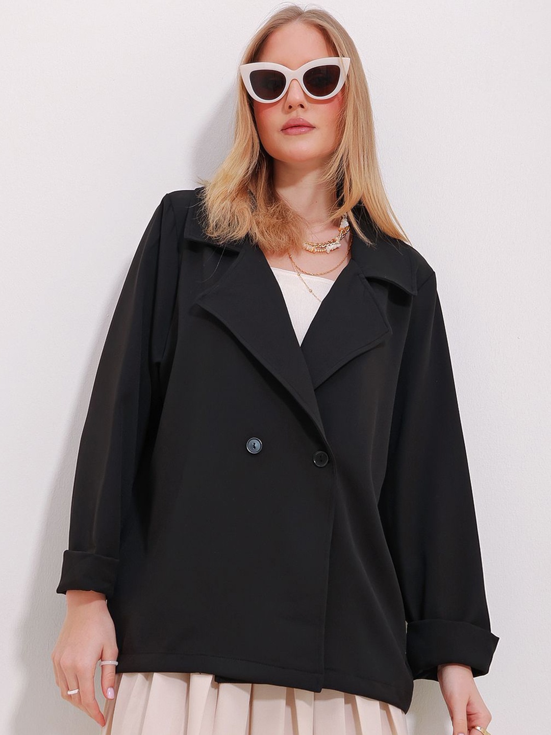 

Trend Alacati stili Women No Crop Tailored Jacket, Black