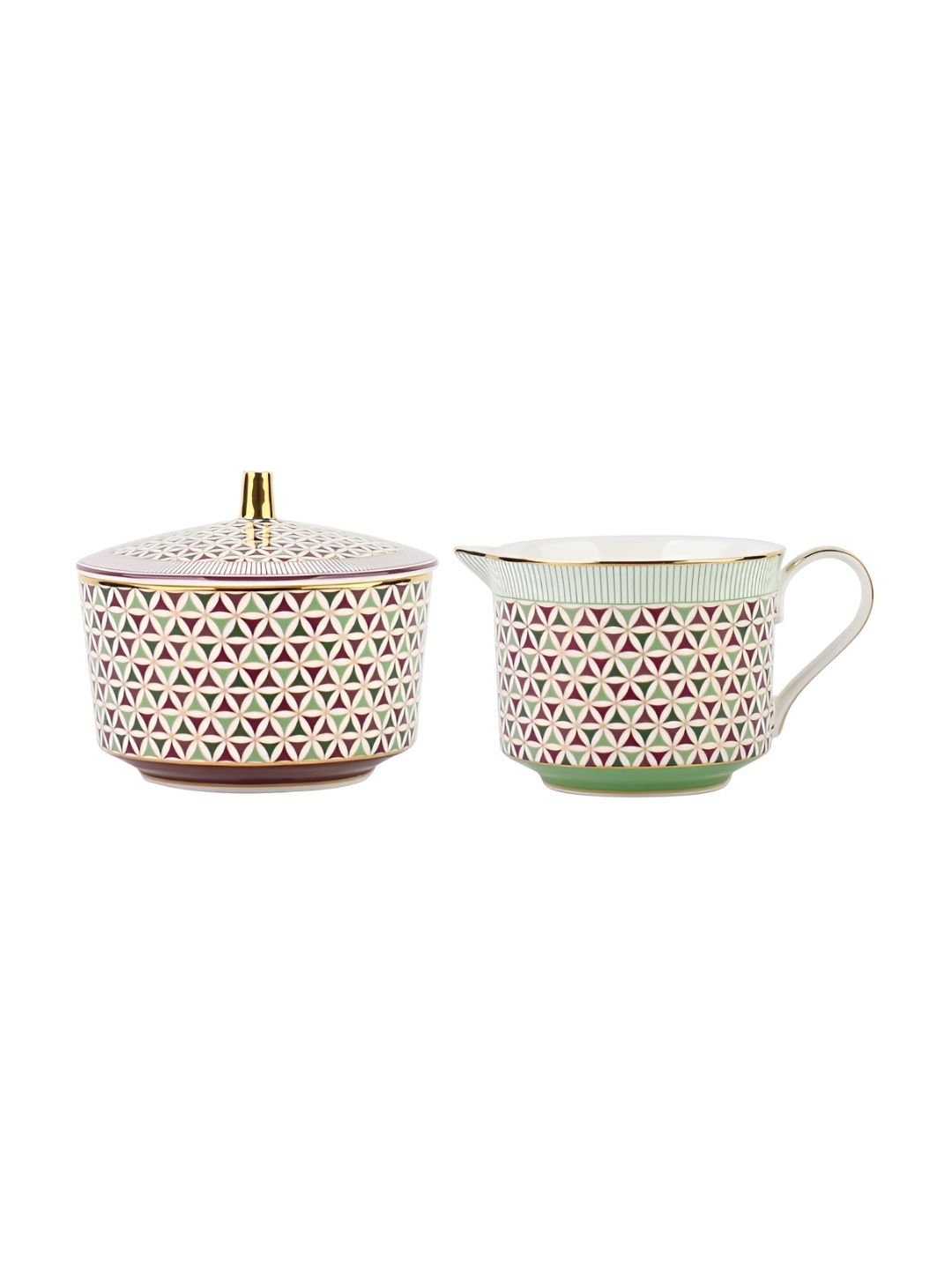 

Izzhaar Green & White 2 Pieces Printed Creamer & Sugar Pot Set