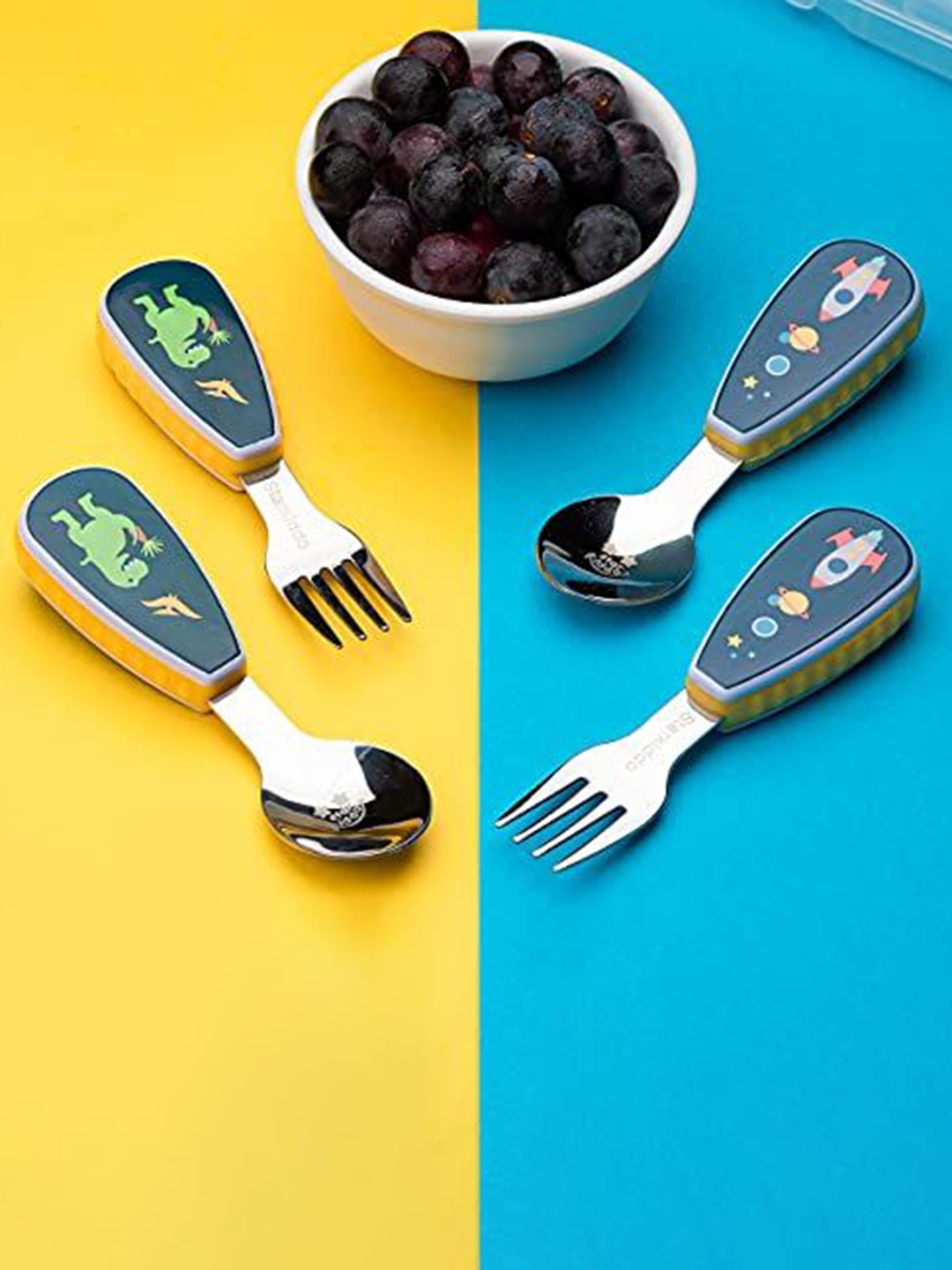 

Starkiddo Kids Navy Blue 2 Pieces Steel Cutlery Set