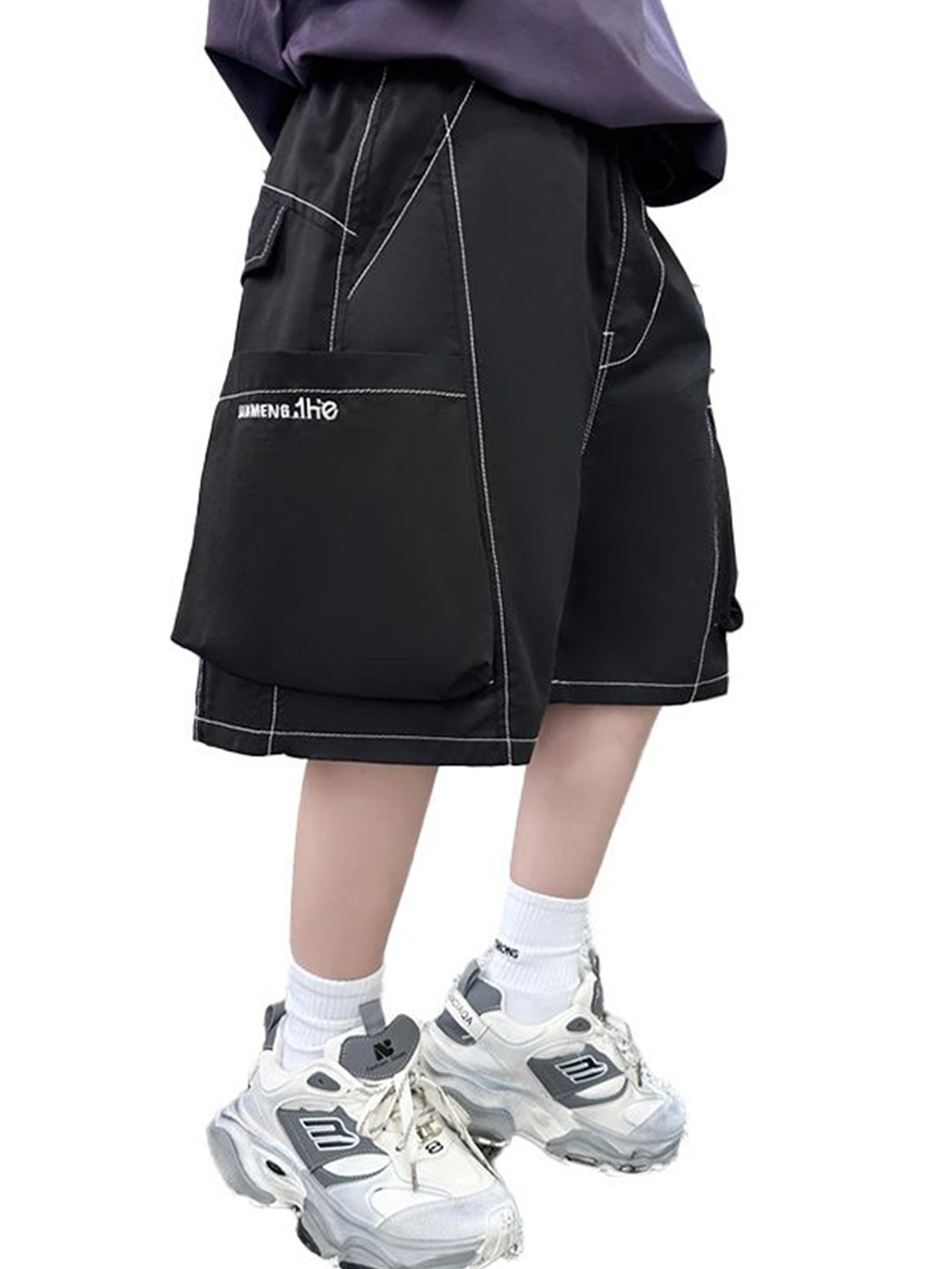 

StyleCast x Revolte Boys Cotton Loose Fit Cargo Shorts, Black