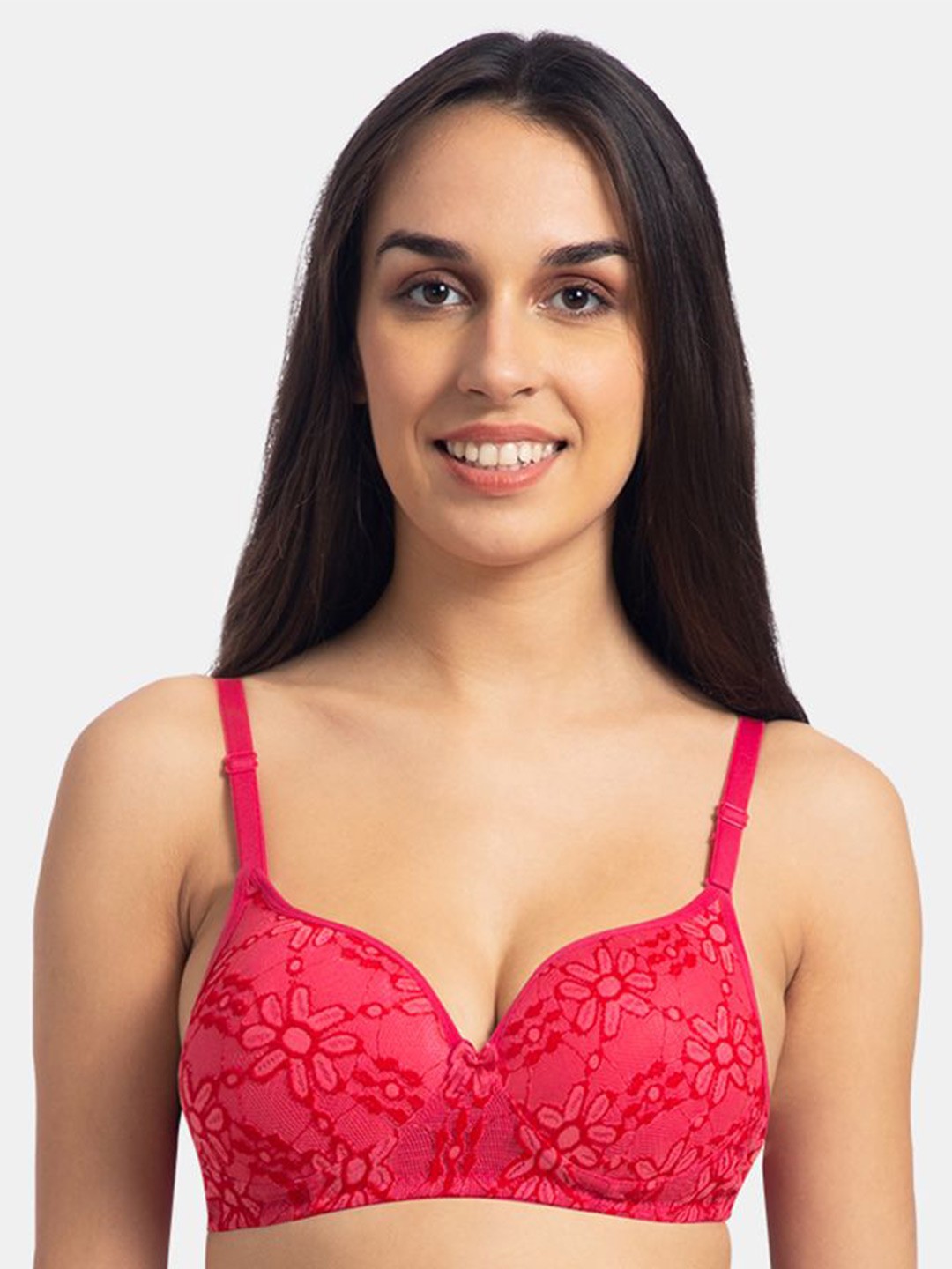 

KOMLI Medium Coverage Heavily Padded Push-Up Cotton Bra With All Day Comfort, Pink