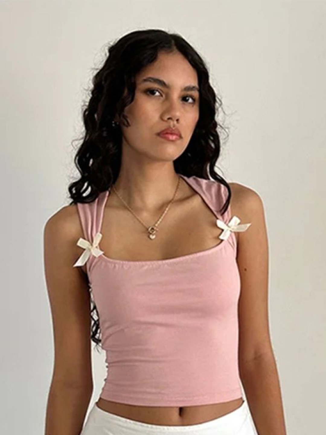 

StyleCast Shoulder Strap Crop Top, Pink