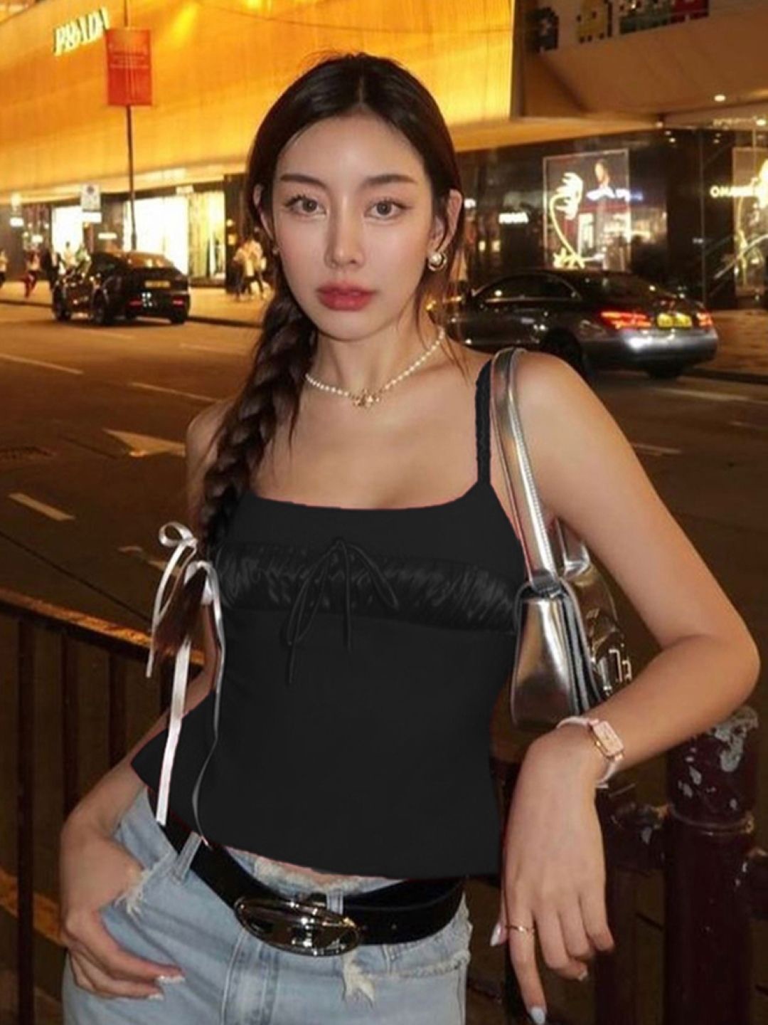 

StyleCast Styled Back Crop Top, Black