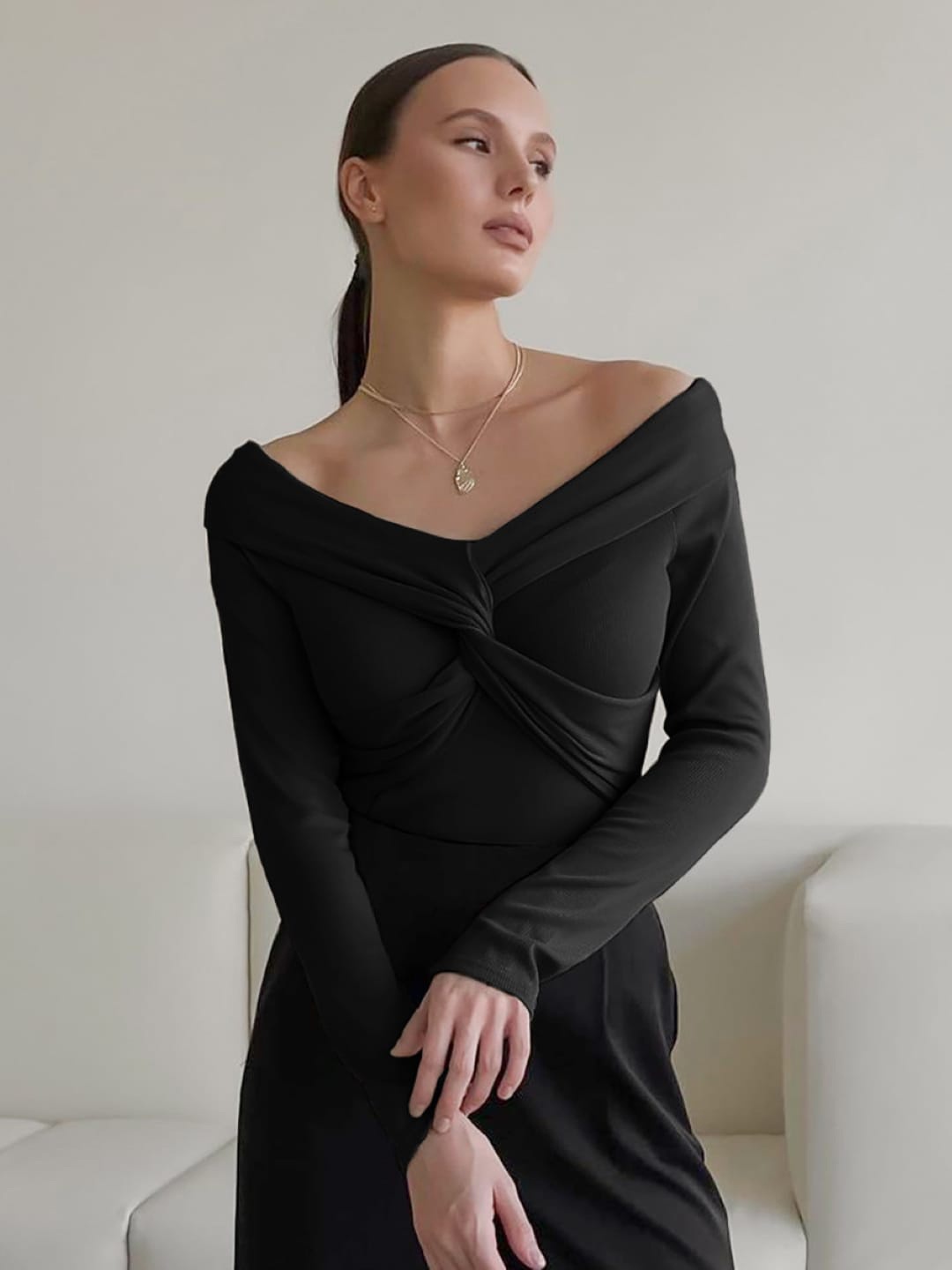 

StyleCast Black Bardot Top