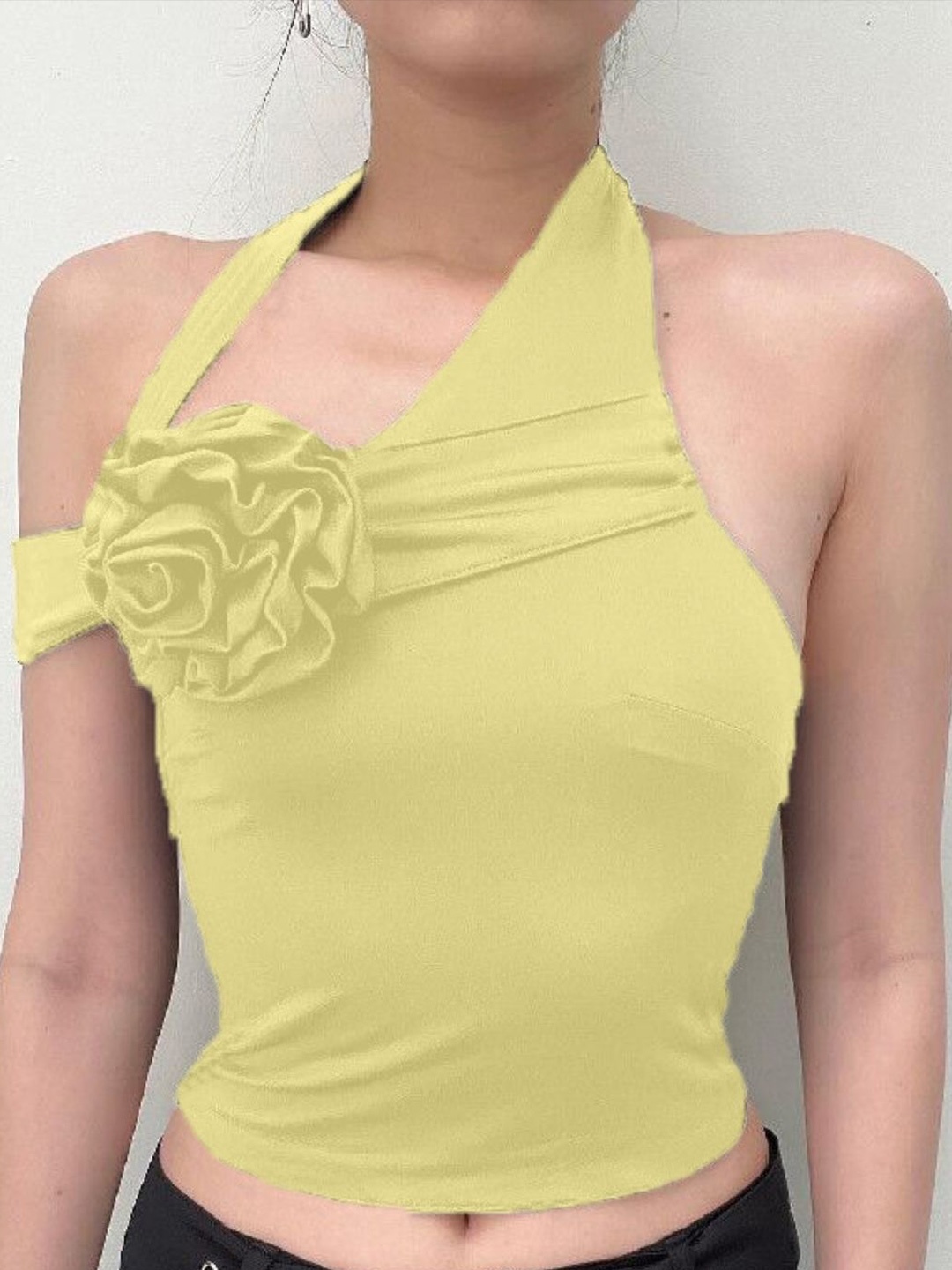

StyleCast Yellow Halter Neck Crop Top