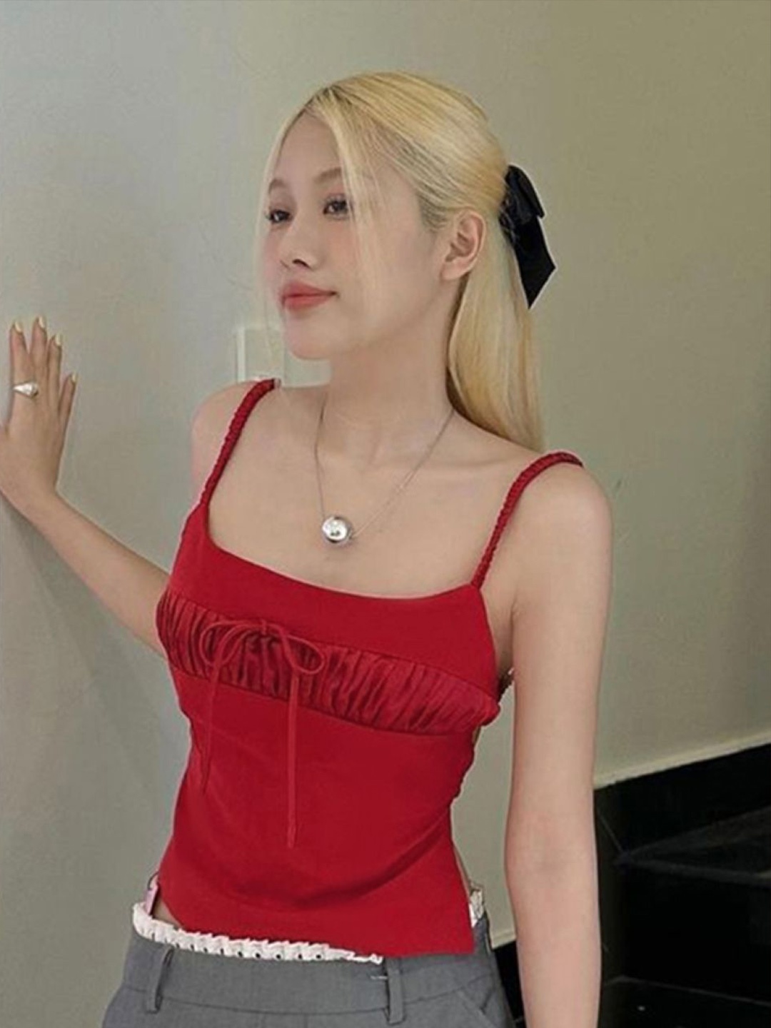 

StyleCast Red Shoulder Straps Sleeveless Top