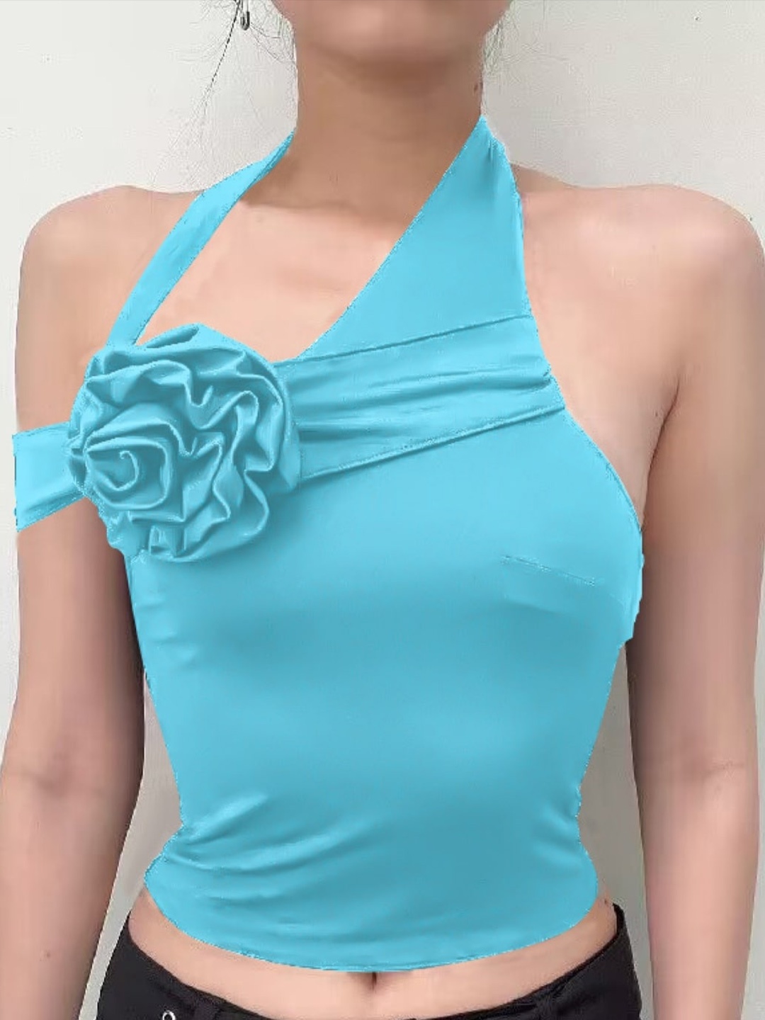 

StyleCast Blue Halter Neck Crop Top