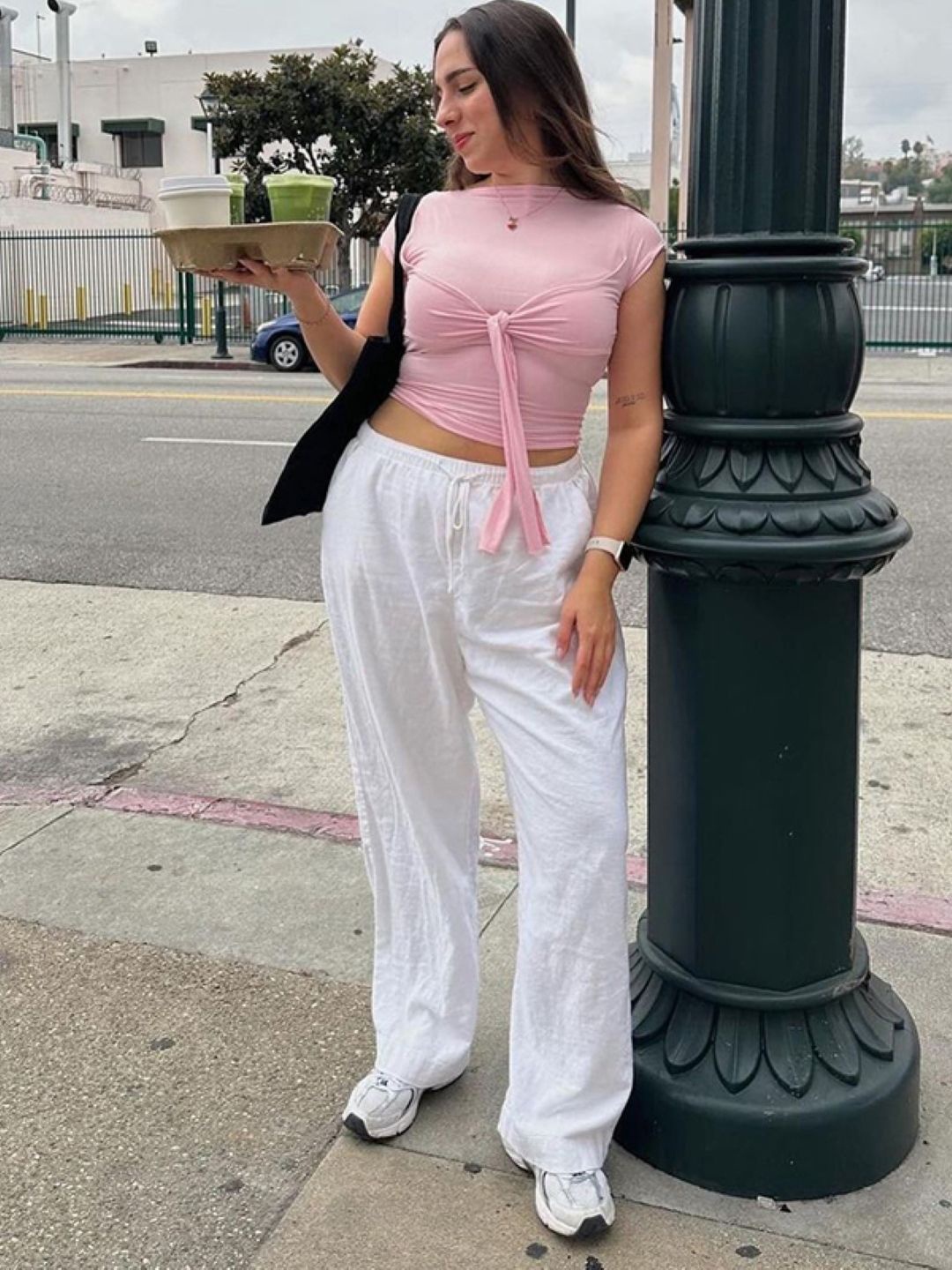

StyleCast Tie-ups Detail Fitted Crop Top, Pink