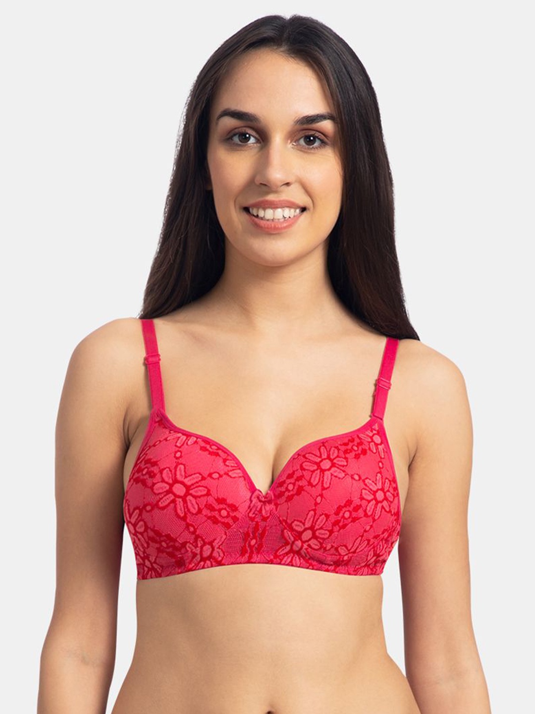 

KOMLI Lightly Padded Full Coverage Lingerie Set, Pink