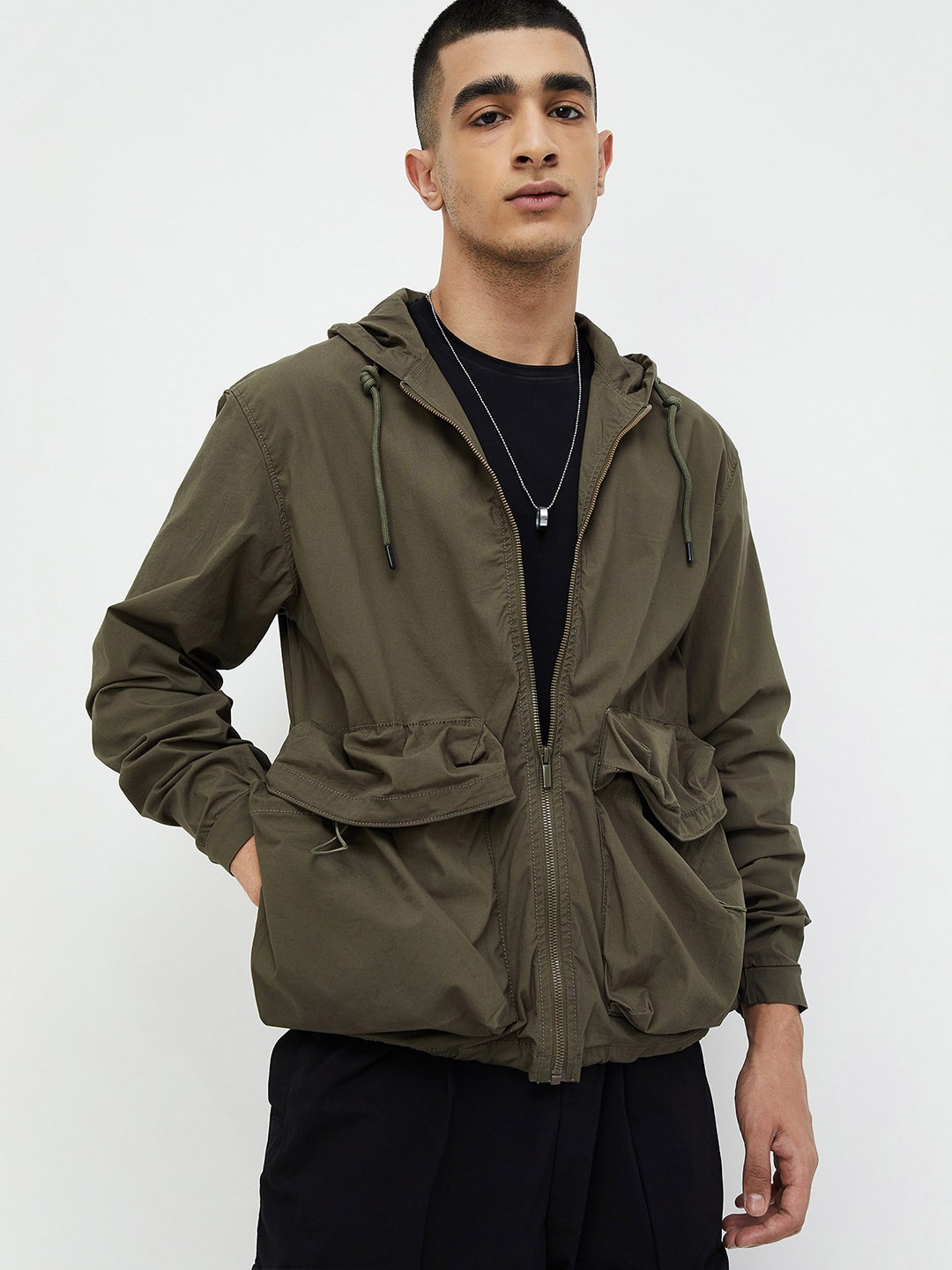 Forca by Lifestyle Hooded Cotton Tailored Jacket, Olive