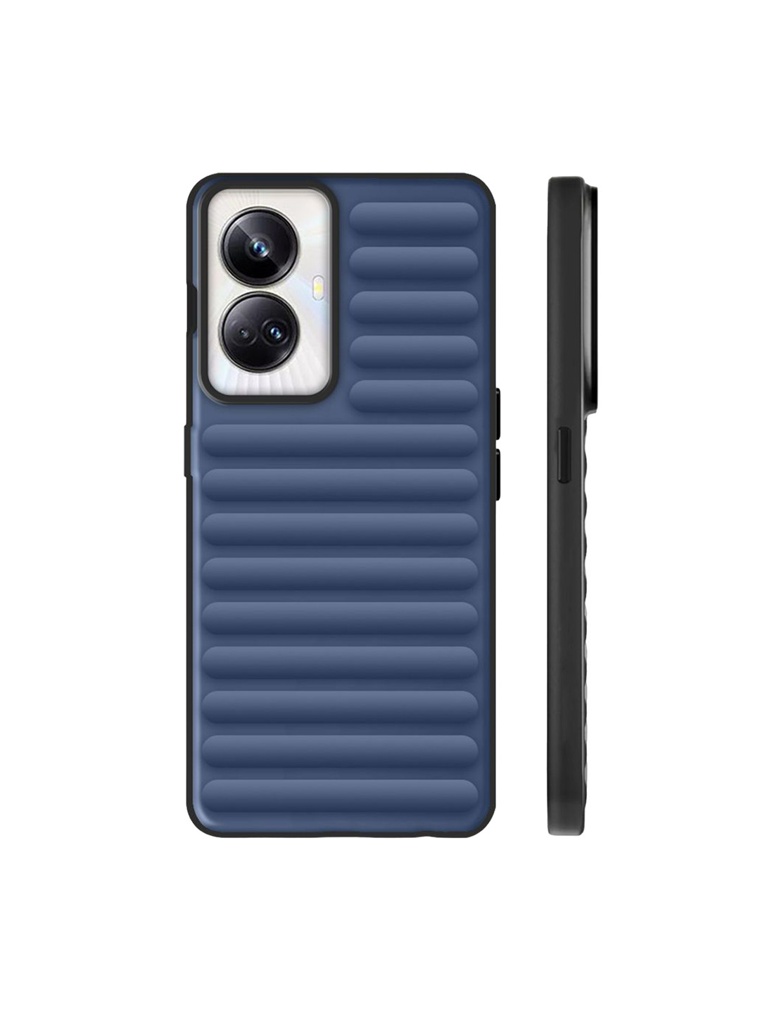 

Karwan Realme 10 Pro Plus Striped Drop Protection Mobile Back Case, Blue