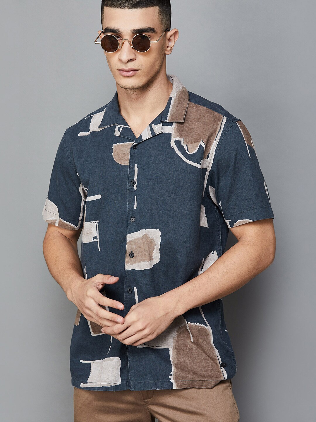 

Fame Forever by Lifestyle Abstract Printed Cotton Casual Shirt, Blue