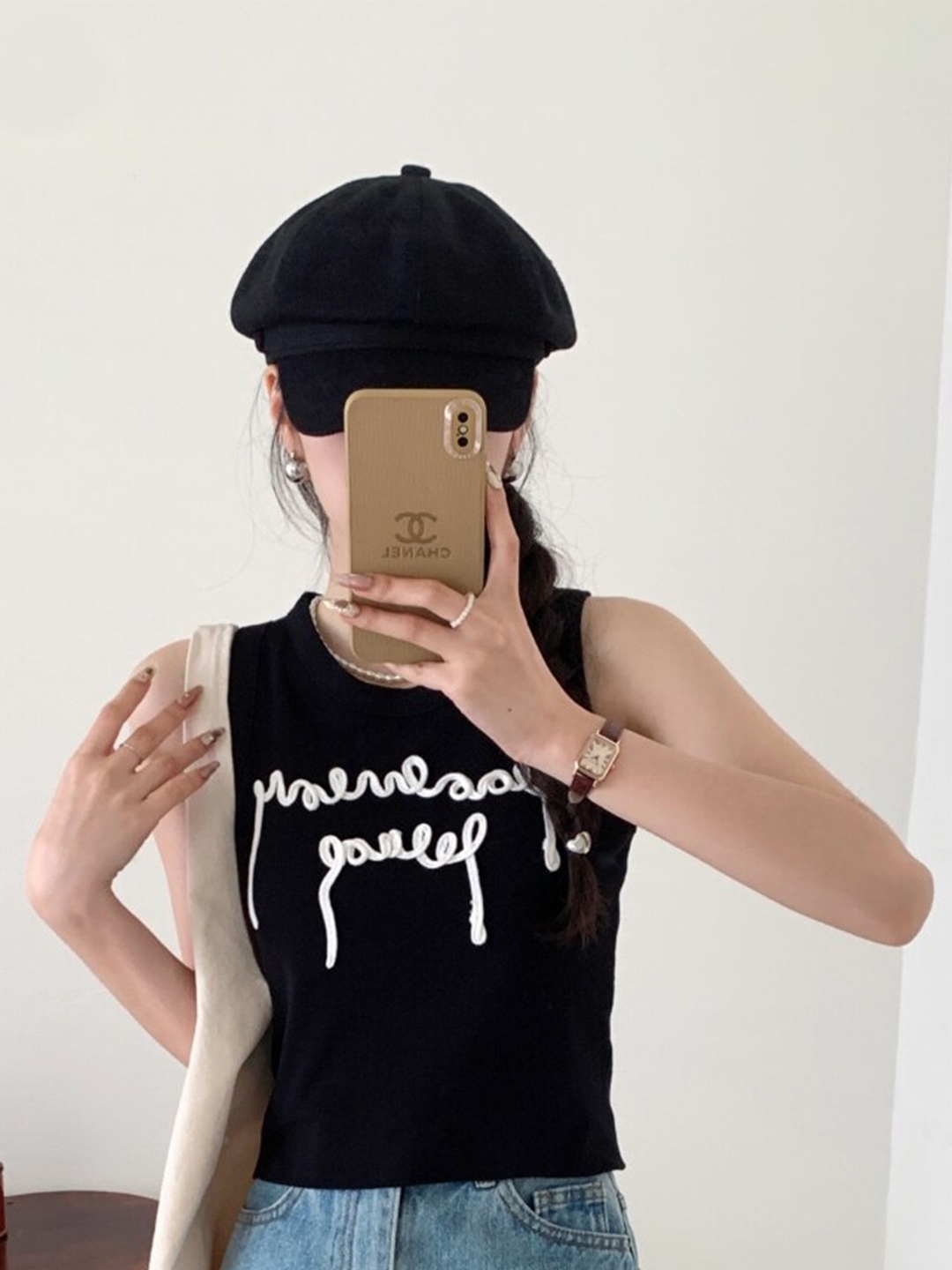 

StyleCast Women Typography Round Neck Top, Black