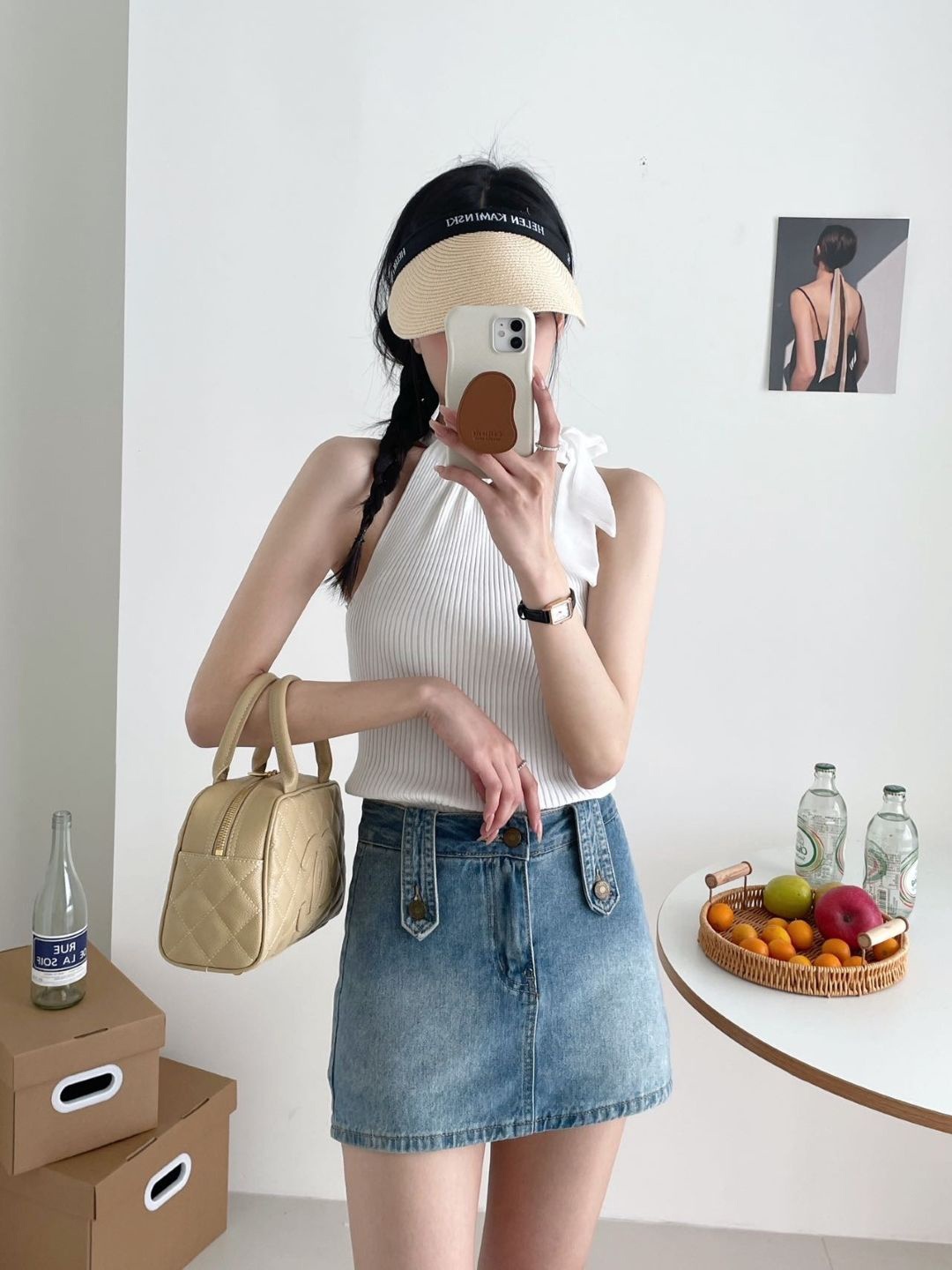 

StyleCast Round Neck Self Design Sleeveless Top, White