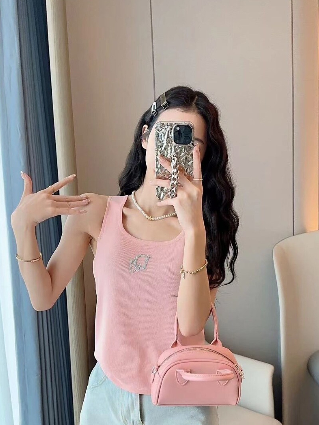 

StyleCast Round Neck Typography Printed Sleeveless Tank Top, Pink