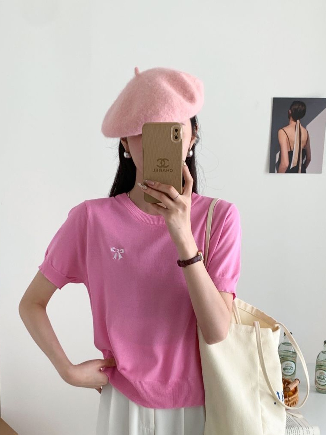 

StyleCast Round Neck Solid Short Sleeves Top, Pink