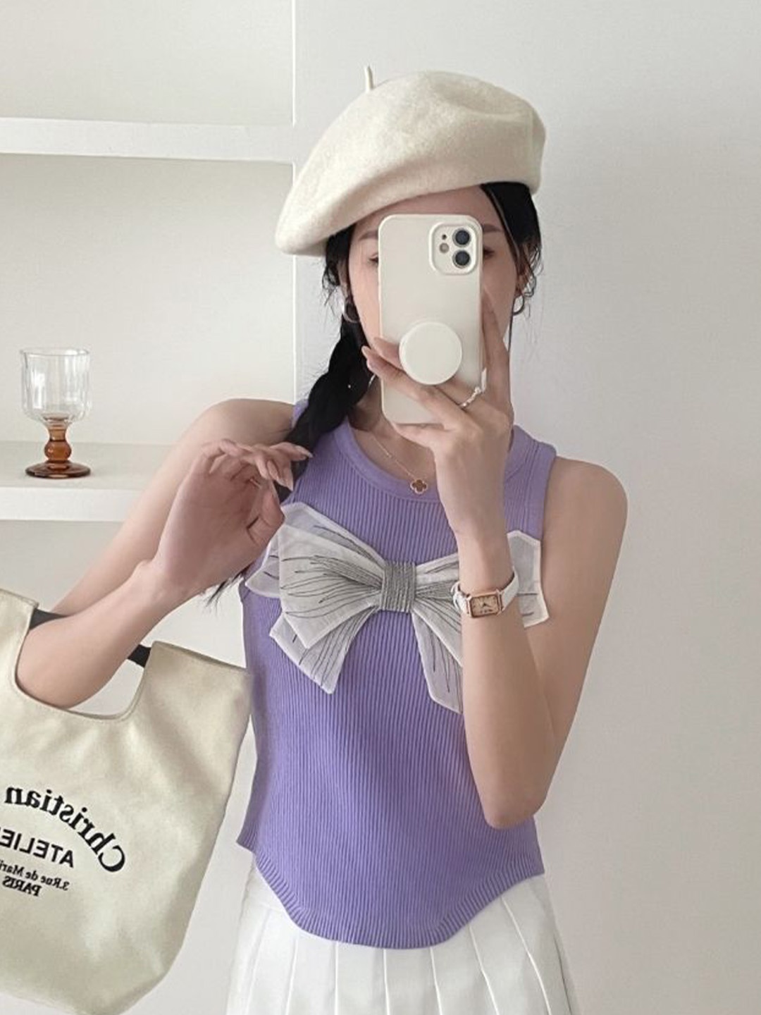 

StyleCast Purple Ribbed Sleeveless Tank Top