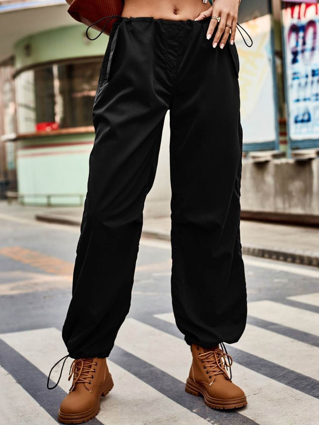 

4WRD by Dressberry Black Women Slim Fit Joggers Trouser
