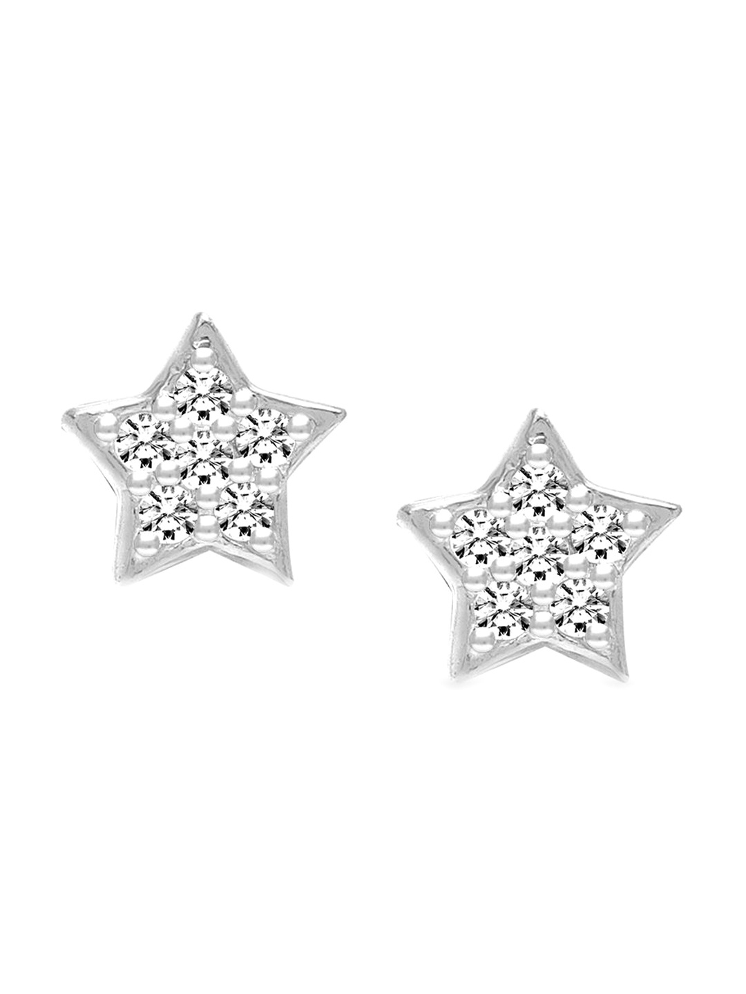 

LeCalla Men 925 Sterling Silver Rhodium Plated Cubic Zirconia Star Shaped Stud Earrings