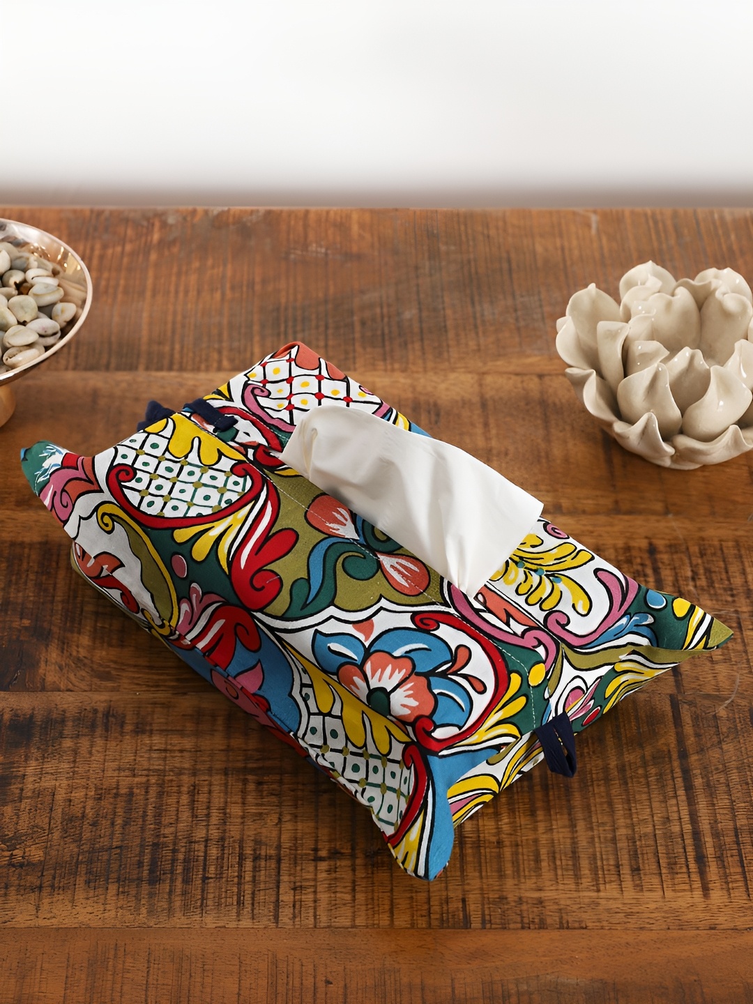 

Aura Blue & White Printed Regular Tissue Box Cover Organiser