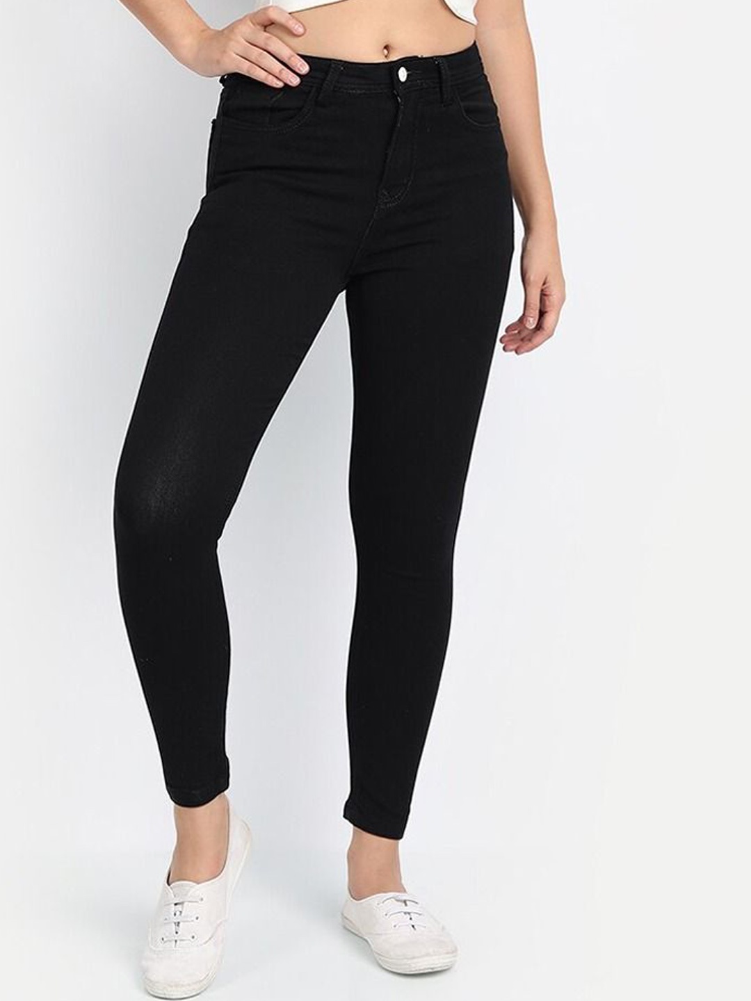 

BROADSTAR Women Smart Skinny Fit High-Rise Clean Look Stretchable Jeans, Black
