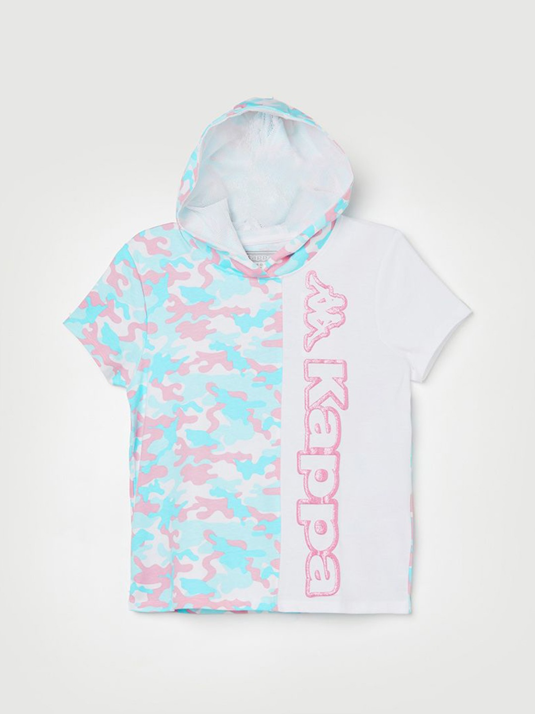 

Kappa Girls Camouflage Printed Hooded Pure Cotton T-shirt, White