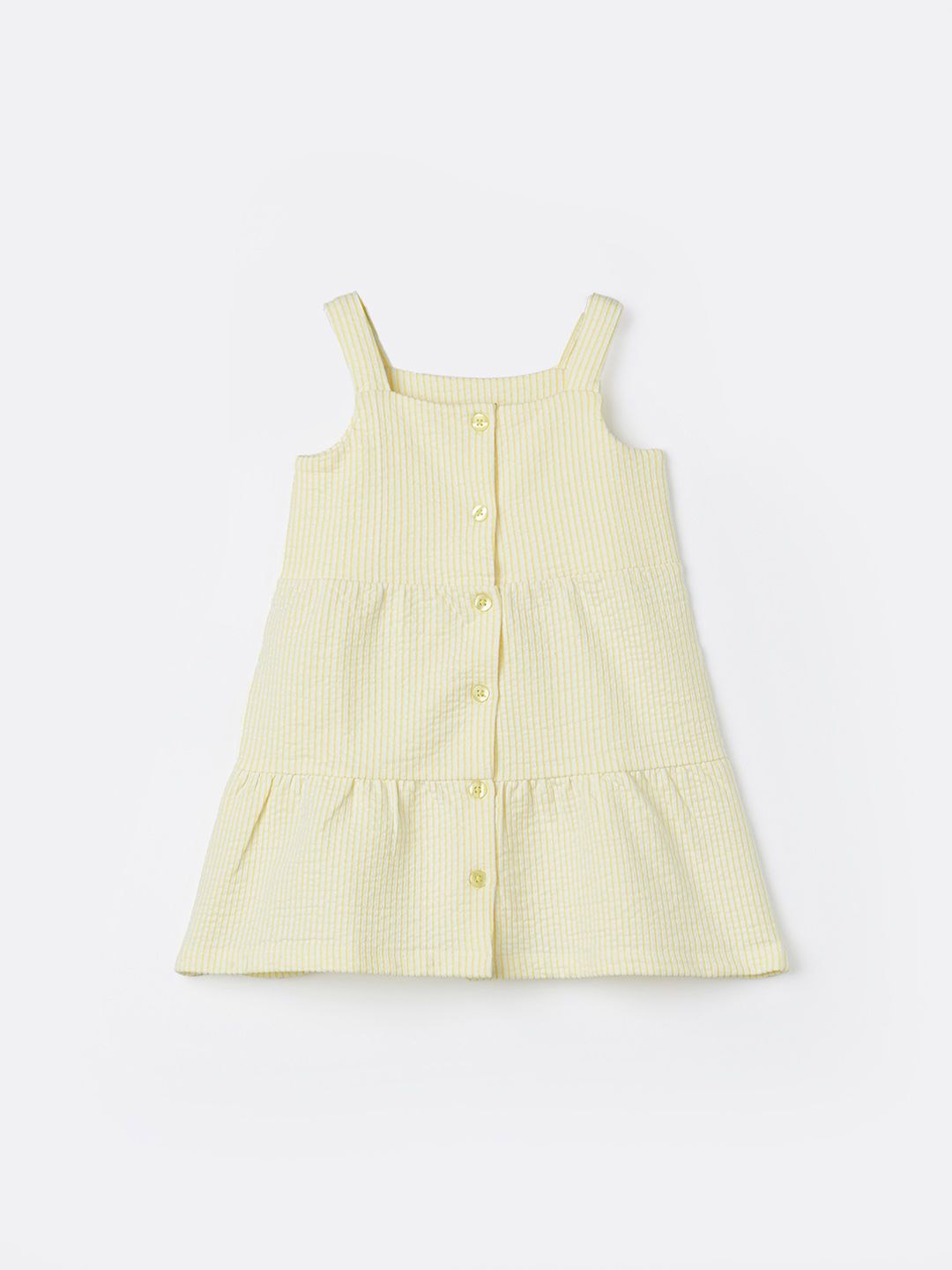 

Juniors by Lifestyle Girls Striped Square Neck Pure Cotton A-Line Dress, Yellow