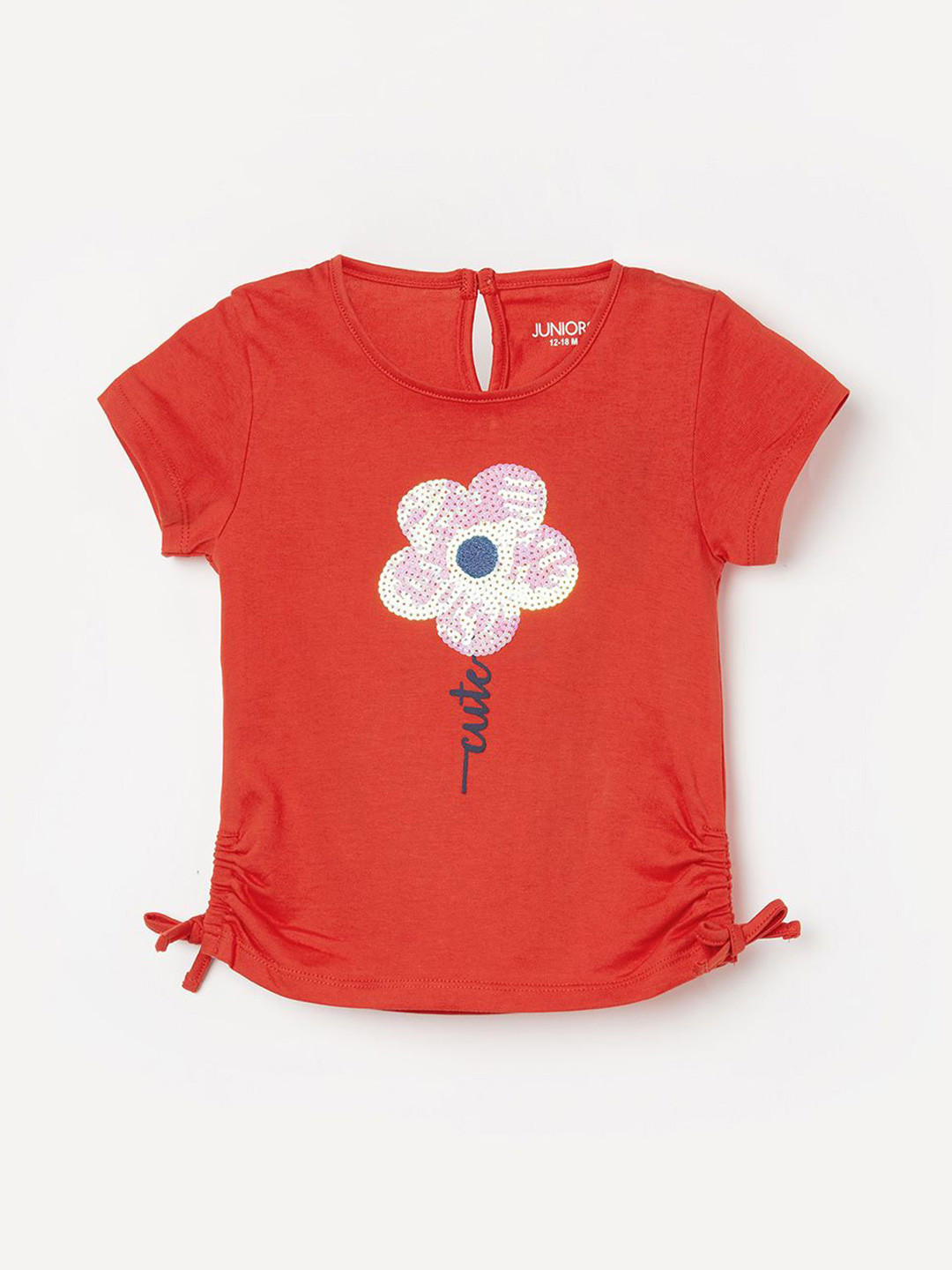 

Juniors by Lifestyle Girls Floral Embellished T-shirt, Red
