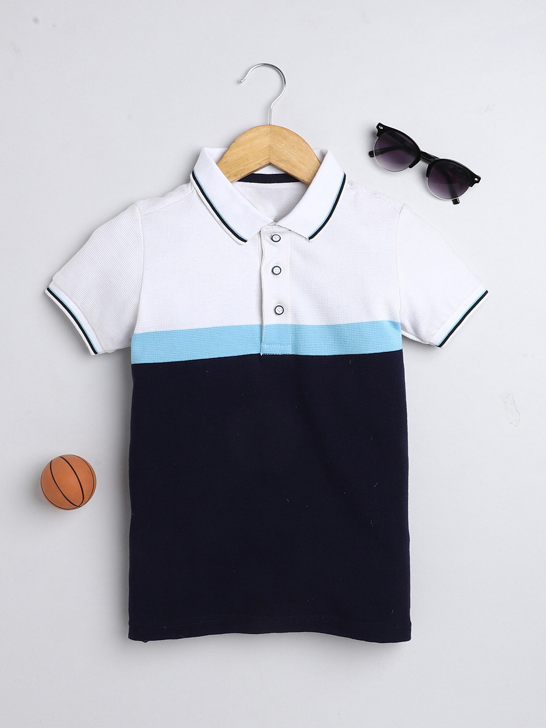 

BAESD Boys Colourblocked Polo Collar T-shirt, White
