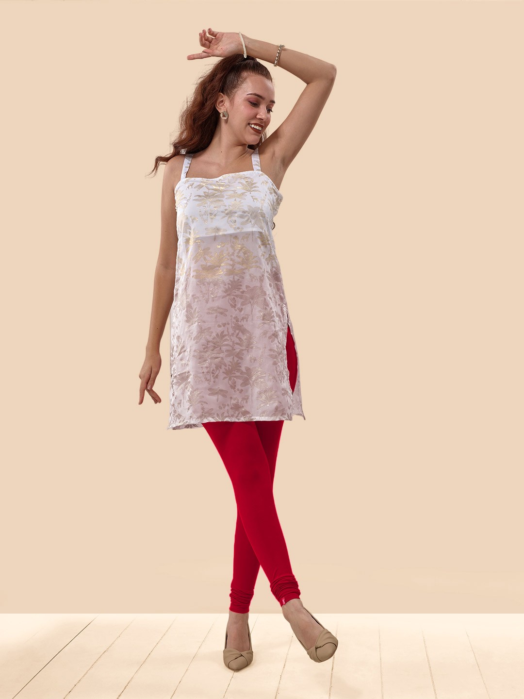 

LYRA 4-Way Stretch Churidar Length Leggings, Red