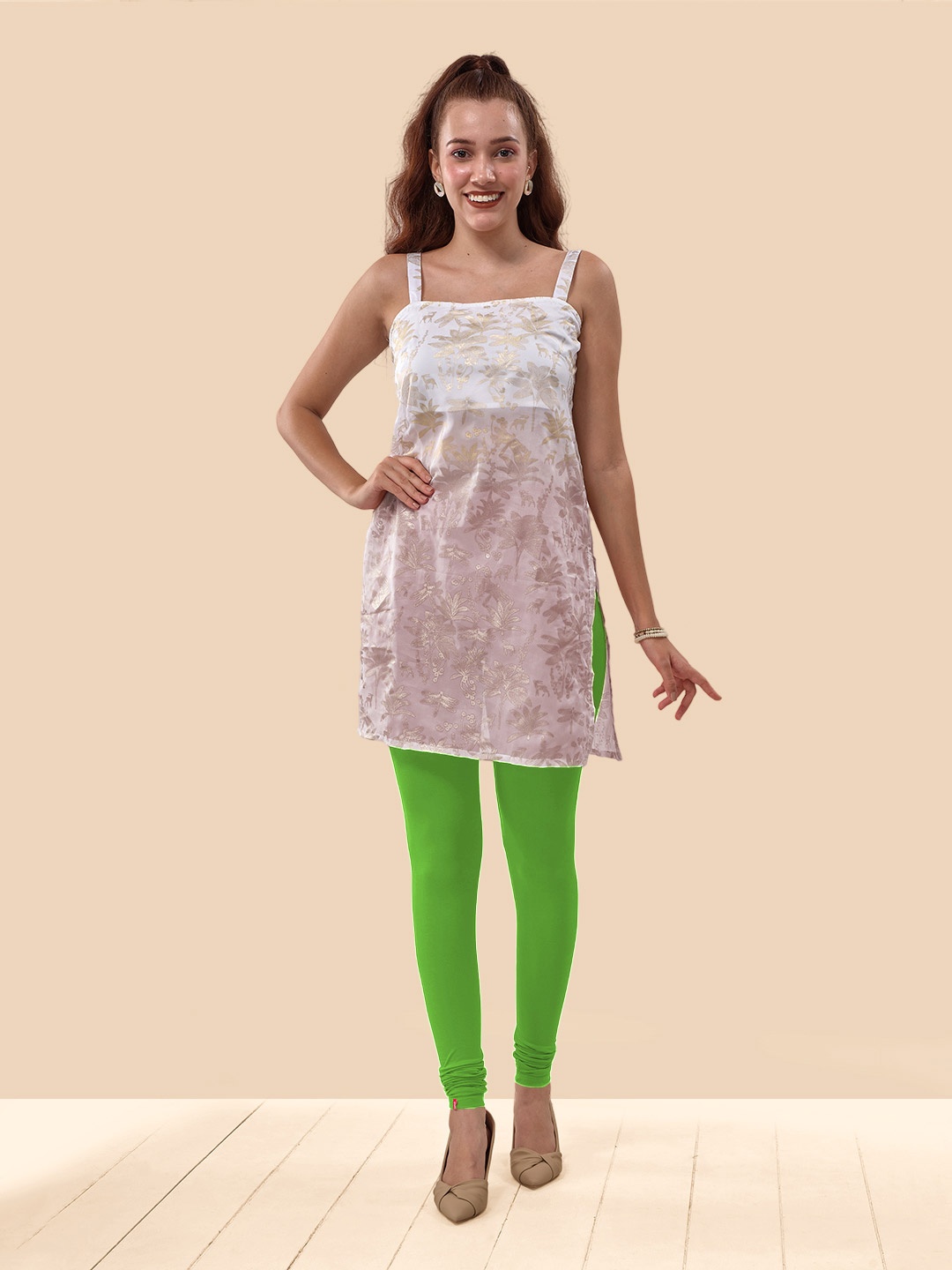

LYRA 4-Way Stretch Churidar Length Leggings, Green