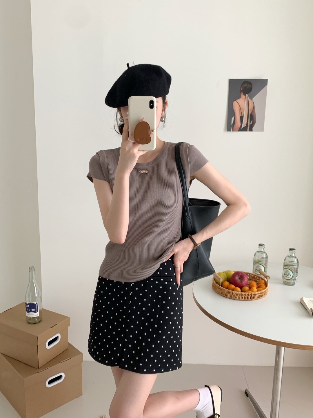 

StyleCast Round Neck Top, Brown