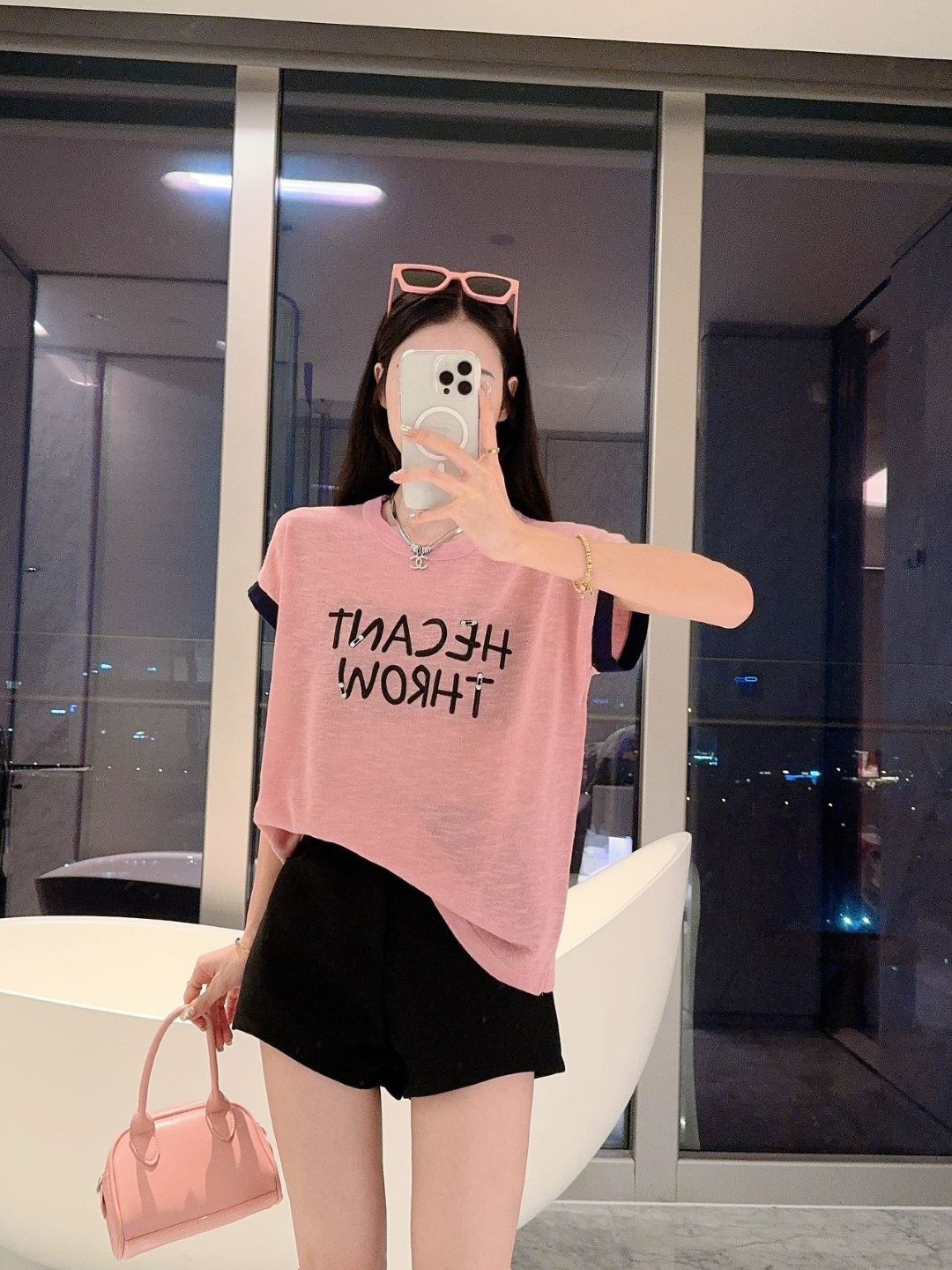 

StyleCast Round Neck Typography Printed Top, Pink