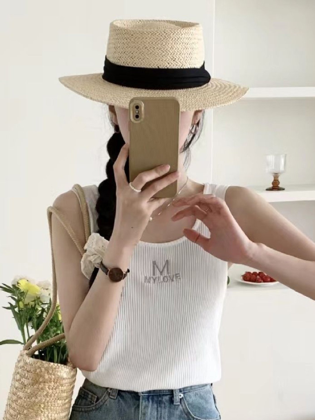 

StyleCast Round Neck Typography Sleeveless Tank Top, White