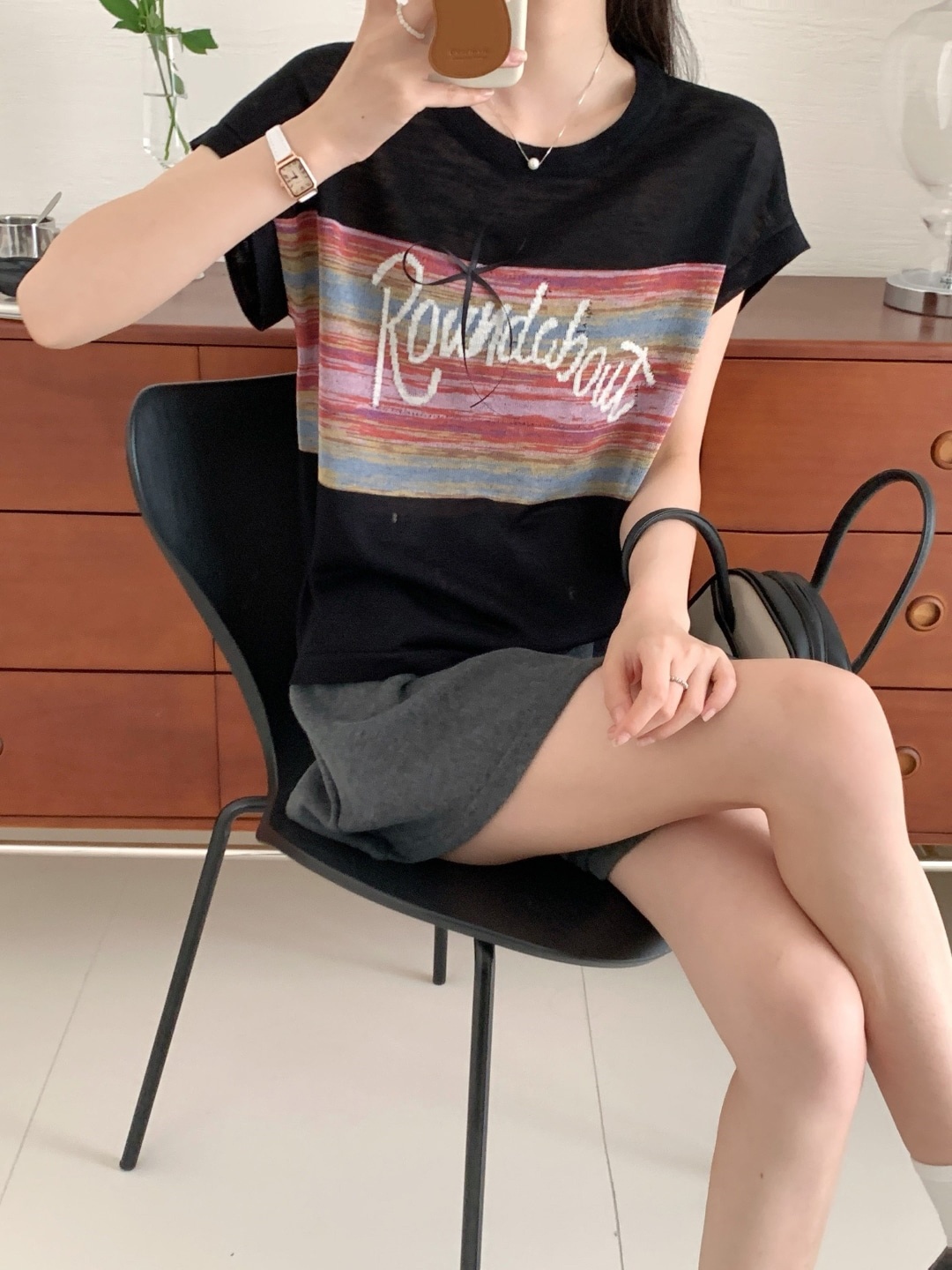 

StyleCast Print Extended Sleeves Top, Black