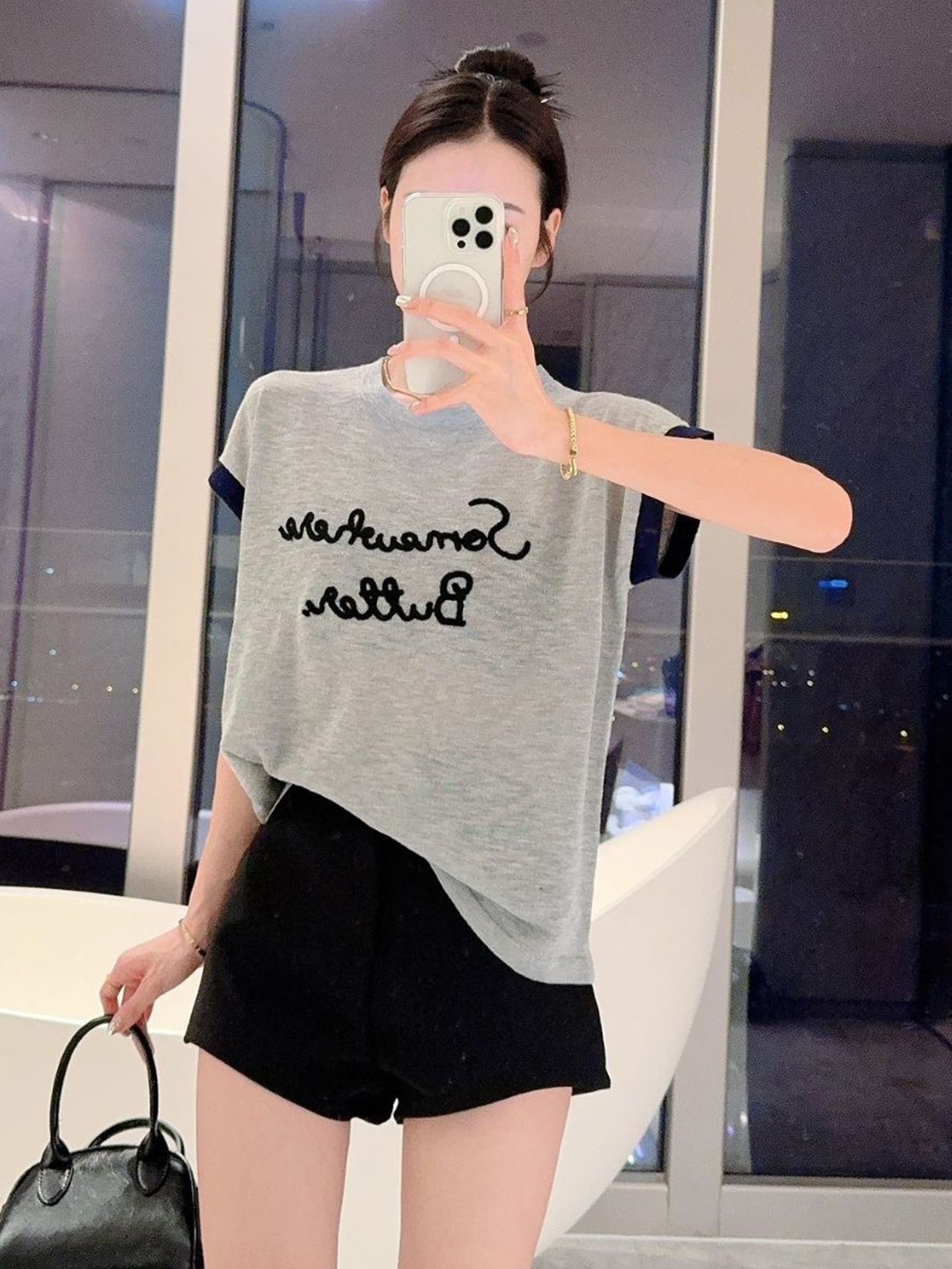 

StyleCast Round Neck Typography Printed Top, Grey