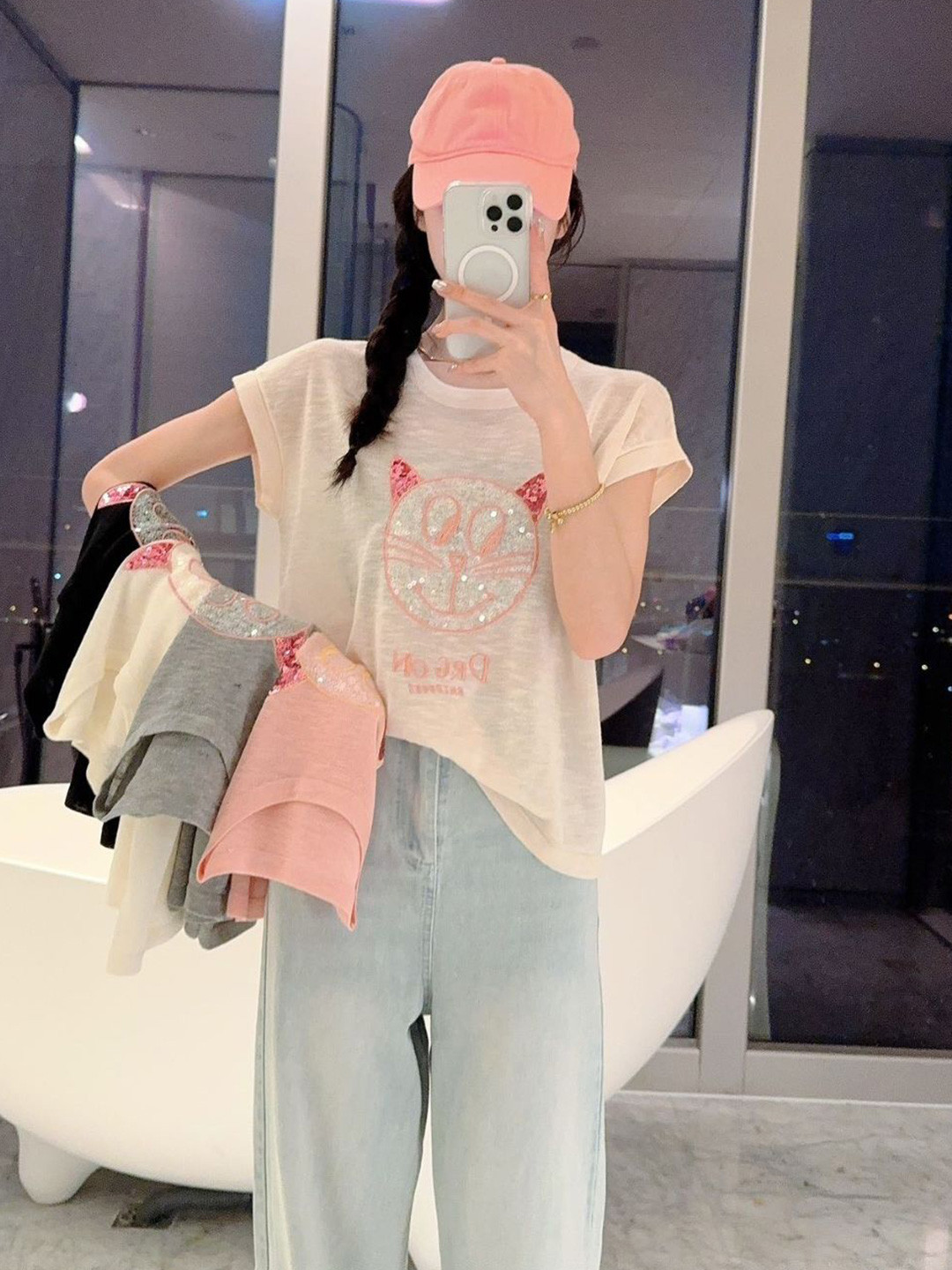 

StyleCast Round Neck Embellished Top, Cream