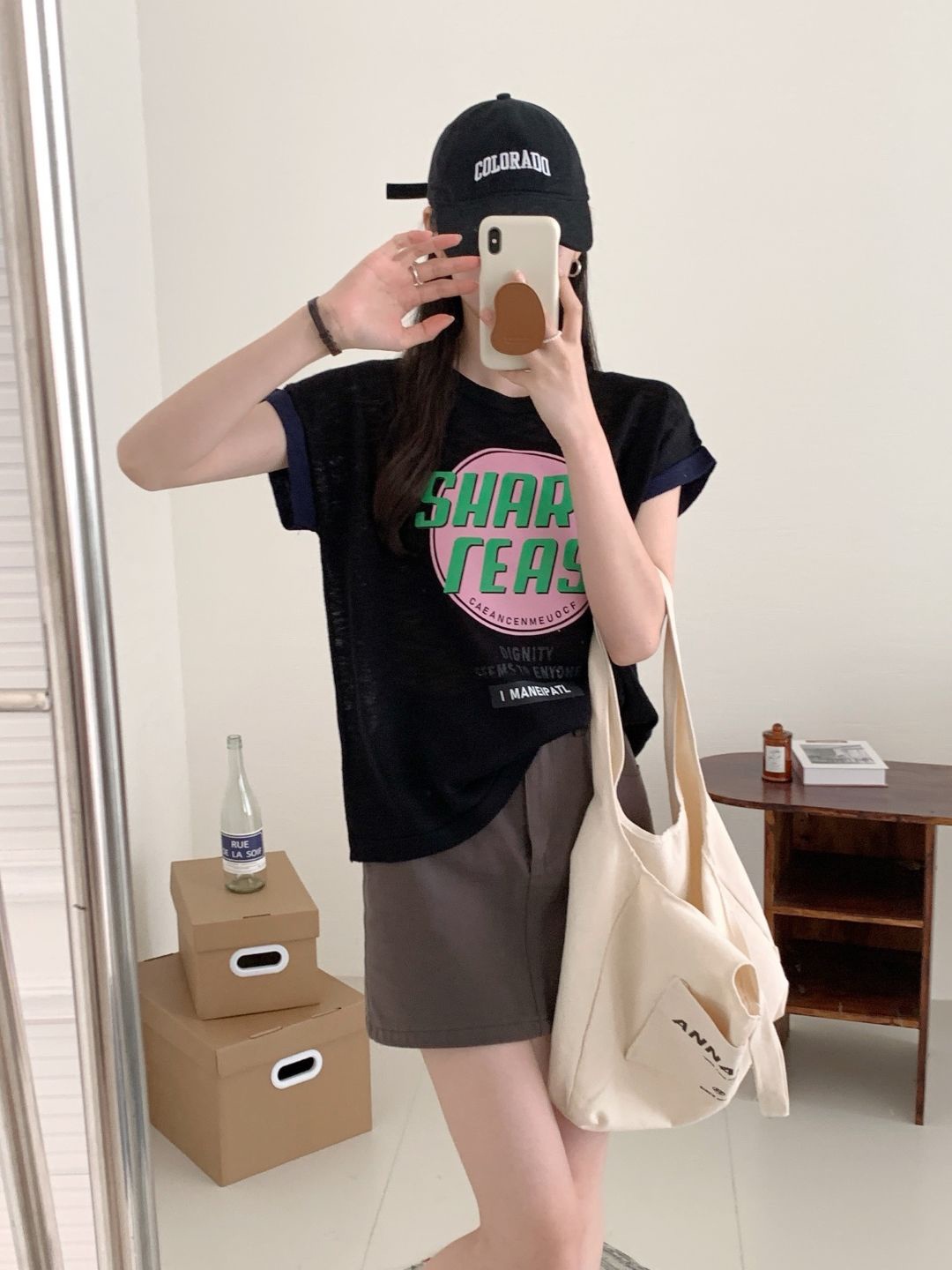 

StyleCast Black Round Neck Printed Top