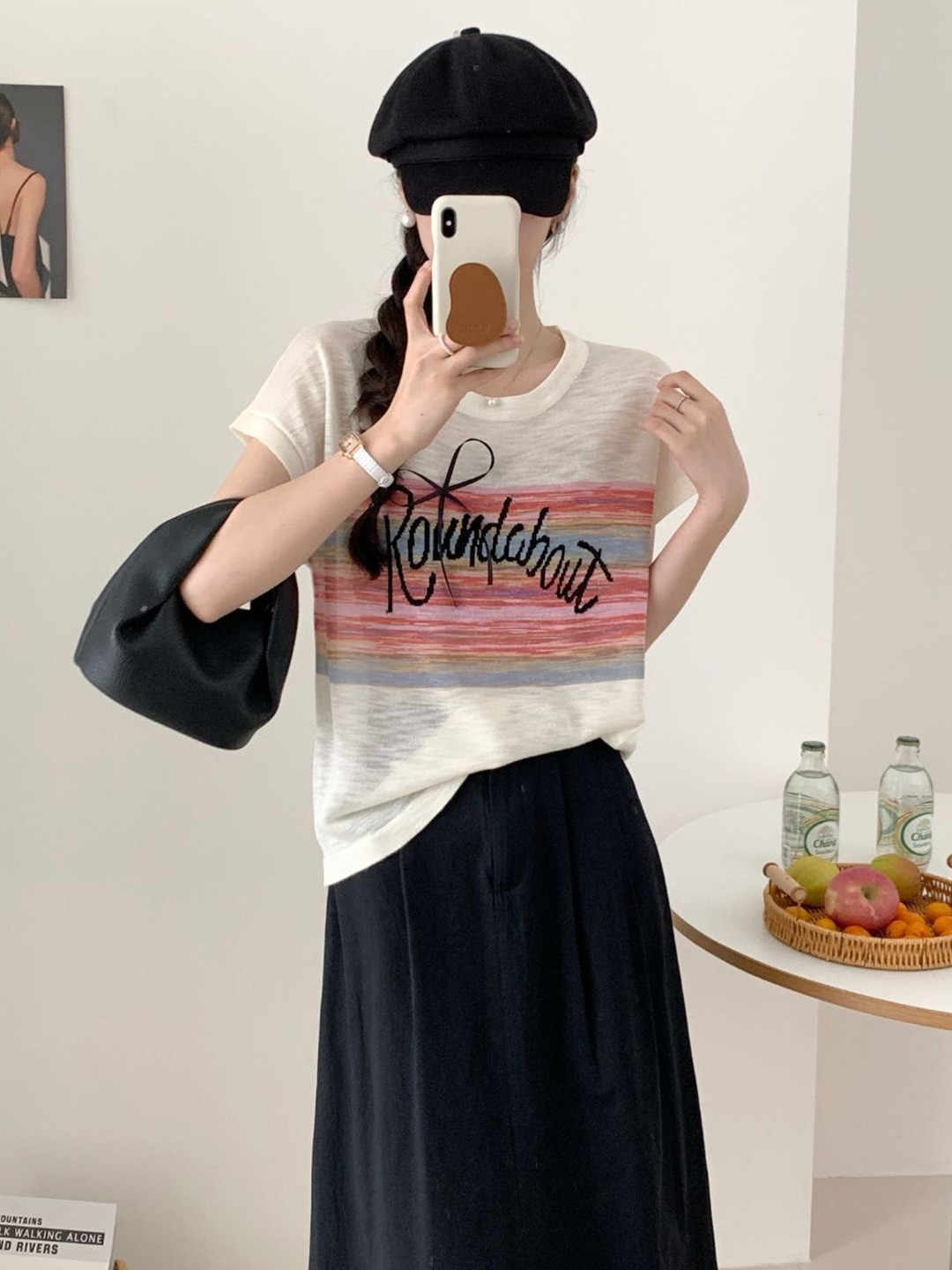 

StyleCast Round Neck Typography Printed Top, White